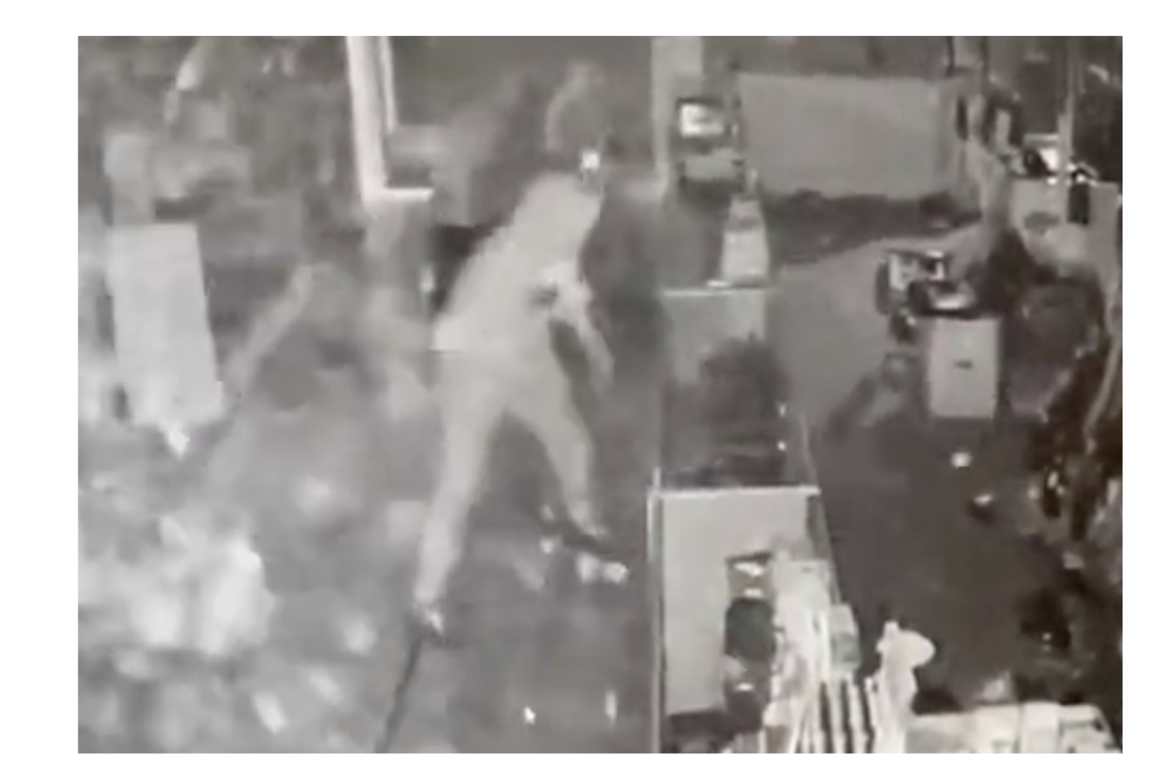 Security camera image from the burglary in June of 2023 released by Blue Steel Guns and Ammo