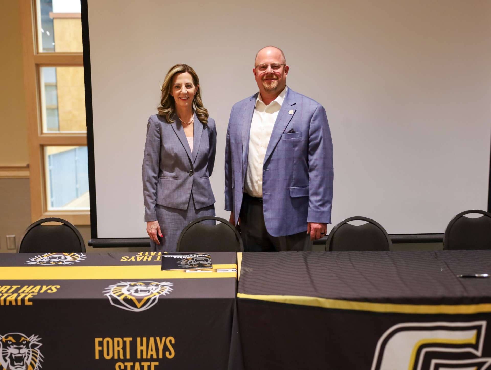 Fort Hays State University President Tisa Mason, along with Garden City Community College President Ryan Ruda at MOU signing event in Garden City. Courtesy photo