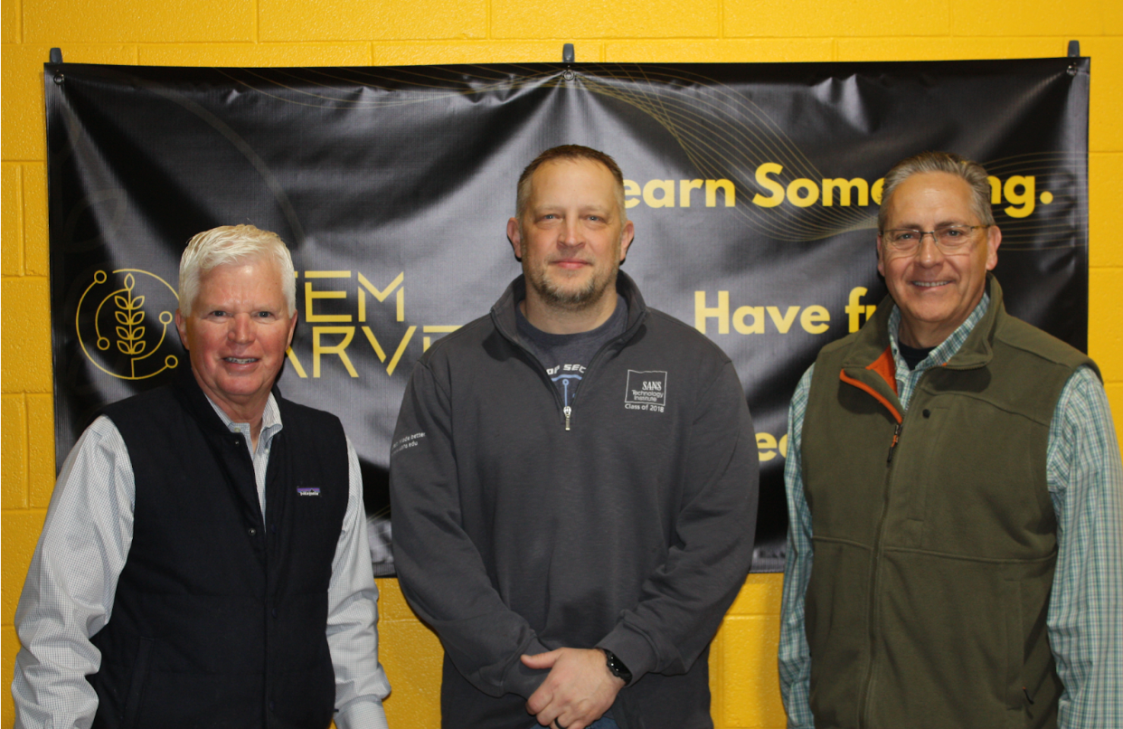 Gary Shorman,&nbsp;<a href="https://schmidtfoundation.net/">Robert E. and Patricia Schmidt Foundation</a>, trustee, Dallas Haselhorst, STEM Harvest founder, and Dr. Kendal Krug, STEM Harvest board member. Courtesy photo