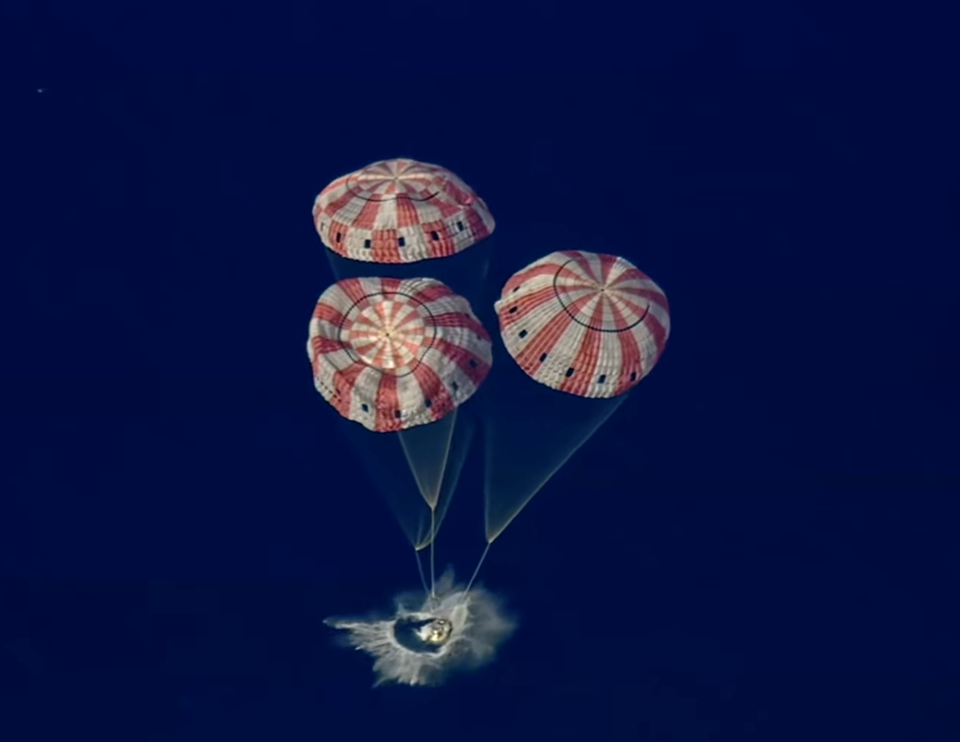 Image of the splashdown from NASA video