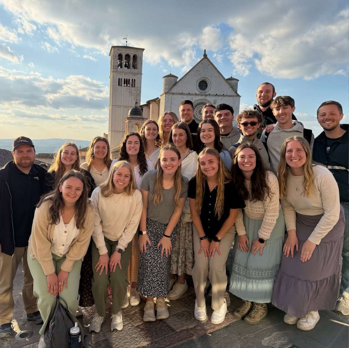 Fort Hays State University Catholic Tigers at the Basilica of St. Francis of Assisi as part of their spring 2026 Rome pilgrimage. Courtesy photo