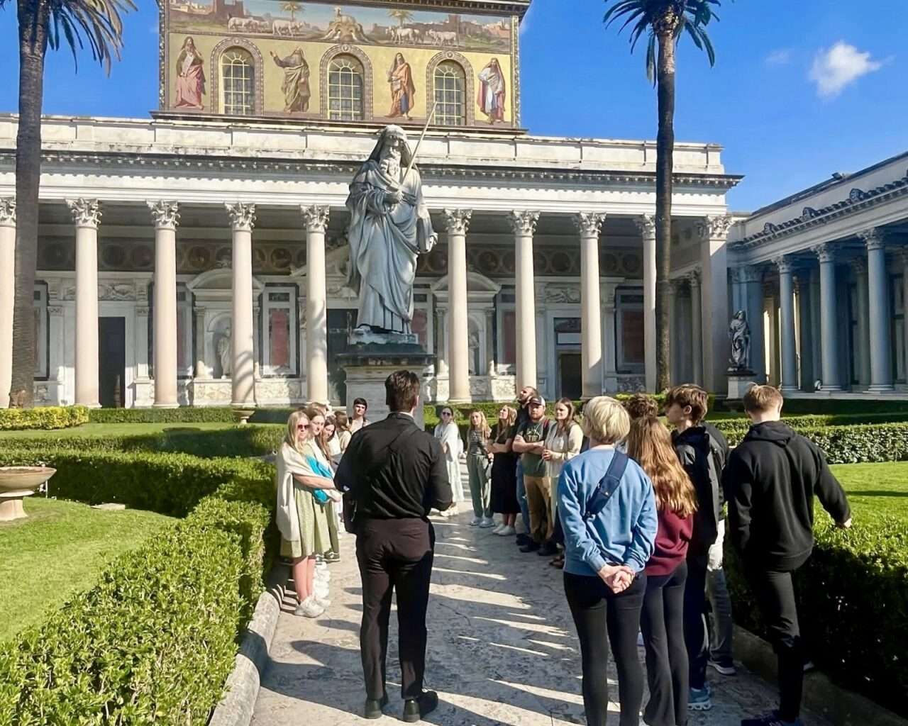 Fort Hays State University Catholic Tigers at St. Paul Outside the Walls in Rome. Courtesy photo