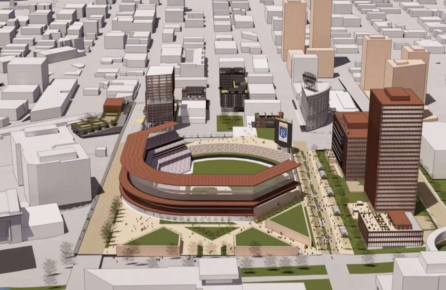 Rendering of proposed Royals ballpark at Washington Square Park. BNIM Architects/ Courtesy photo