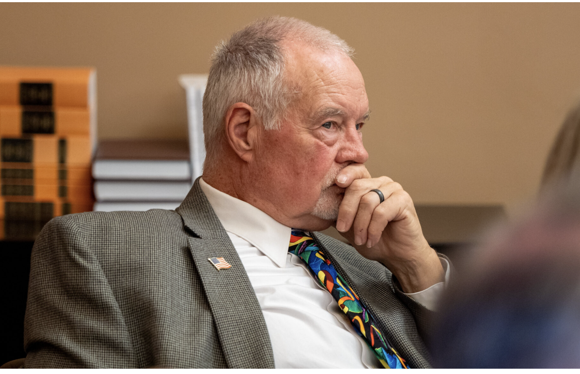  Sen. Michael Murphy, R-Sylvan, led the charge in the Kansas Legislature for passage of a bill declaring gold and silver coin or bullion to be legal tender in Kansas and exempt from the state's capital-gains tax. This image of Murphy is from Feb. 2, 2026. (Photo by Sherman Smith/Kansas Reflector)