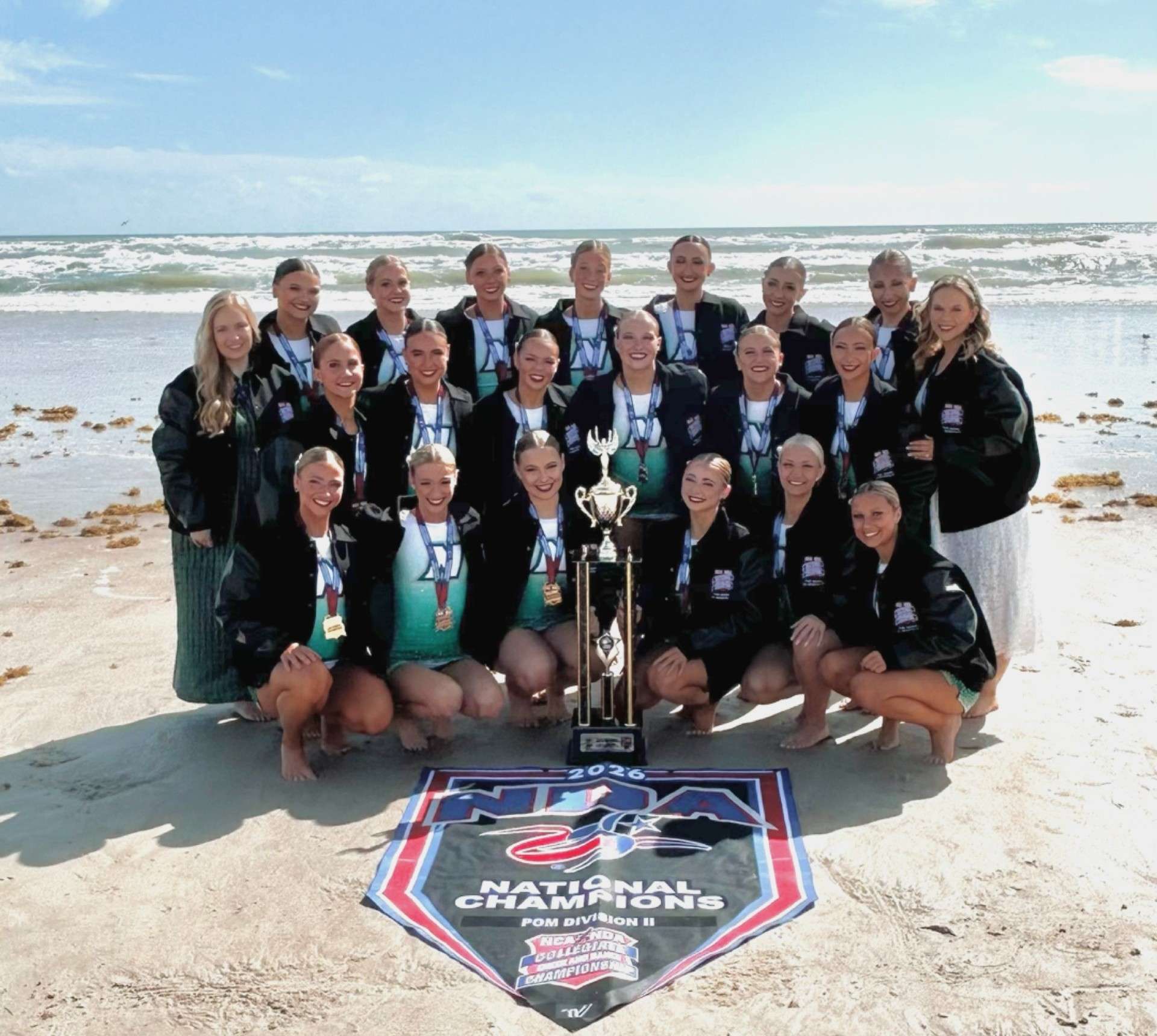 The Northwest Missouri State Bearcat Steppers earned a second consecutive National Championship in the DII Pom Category, defending their title in Daytona, Florida/ Photo courtesy of Northwest Missouri State University