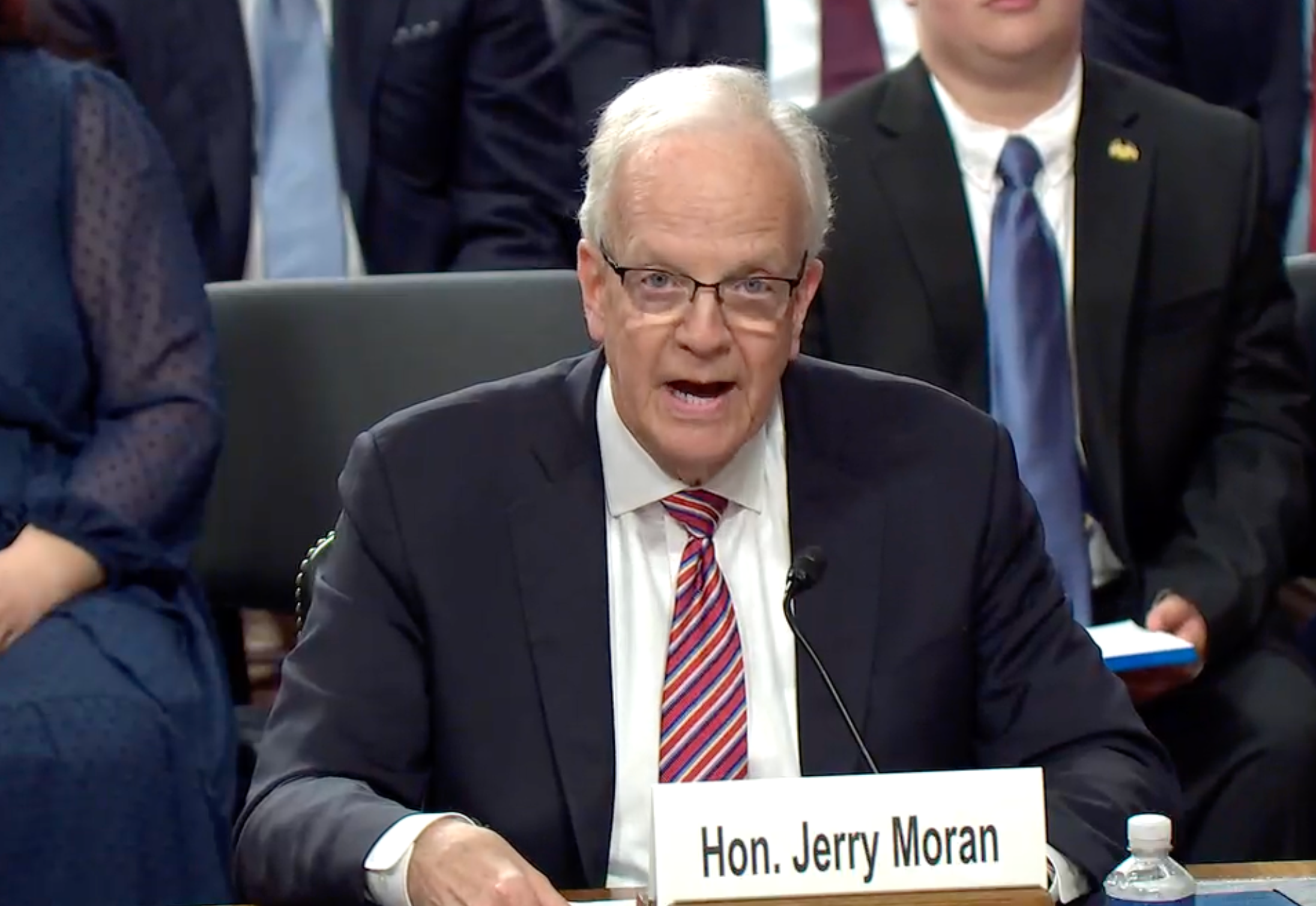 Kansas Senior U.S. Senator Jerry Moran during the hearing on Wednesday-photo from Judiciary committee video