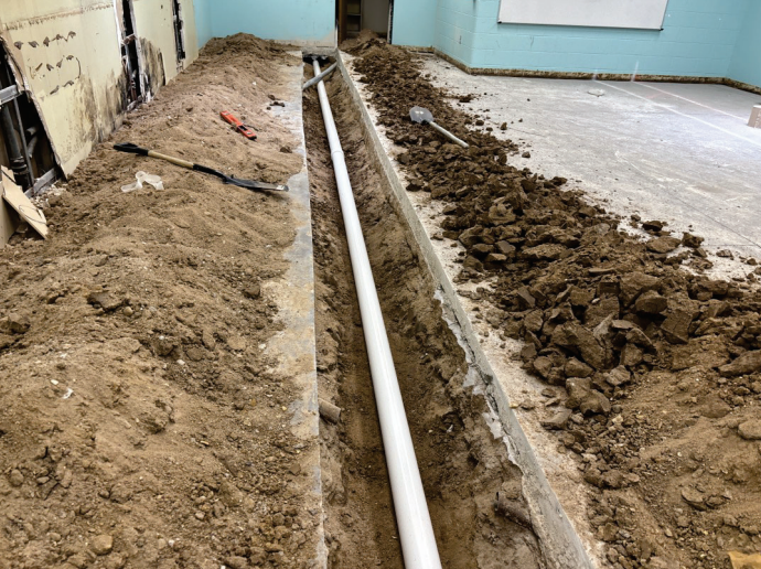 Sanitary sewer work at Felten Elementary School. Courtesy photo.
