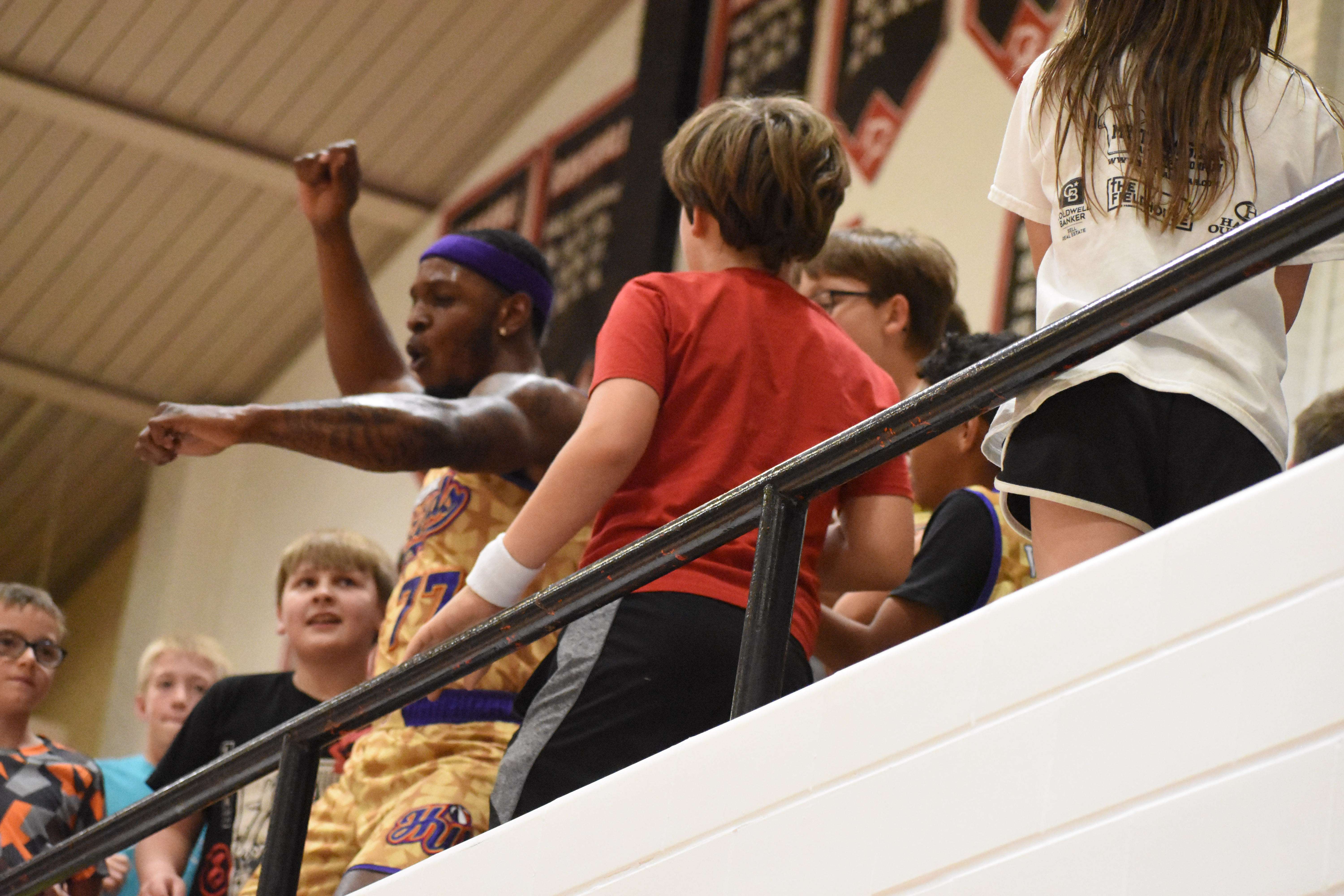 A Wizards player fired up a large contention of students during Thursday's exhibition game at GBHS.