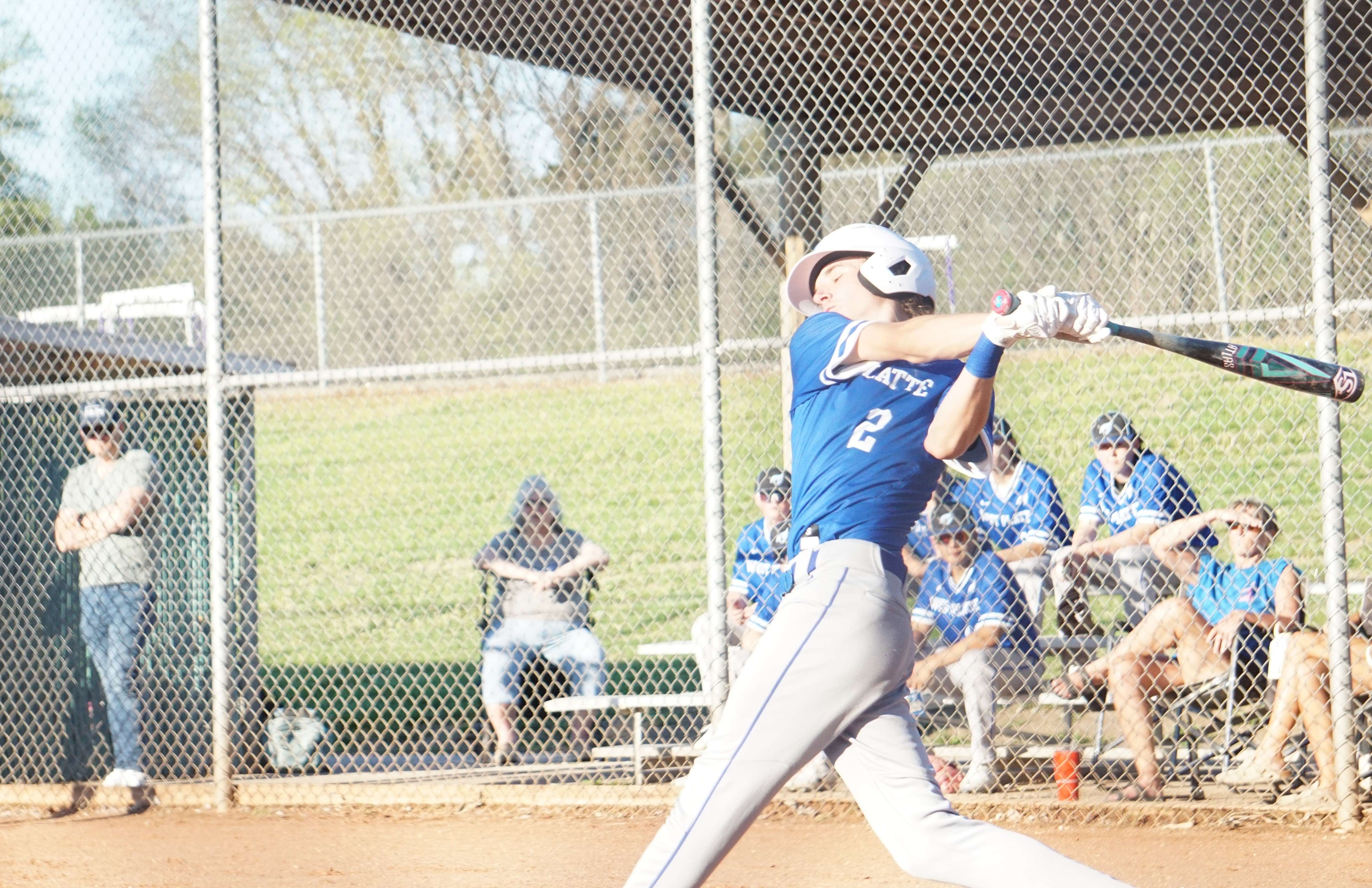 Reed Elms was 1-for-4 with an inside the park home run, driving in four runs, and also pitched 2.1 innings giving up two hits and one run while walking one as the West Platte Blue Jays won a back and forth affair with the North Platte Panthers 11-7/ Photo by Matt Pike