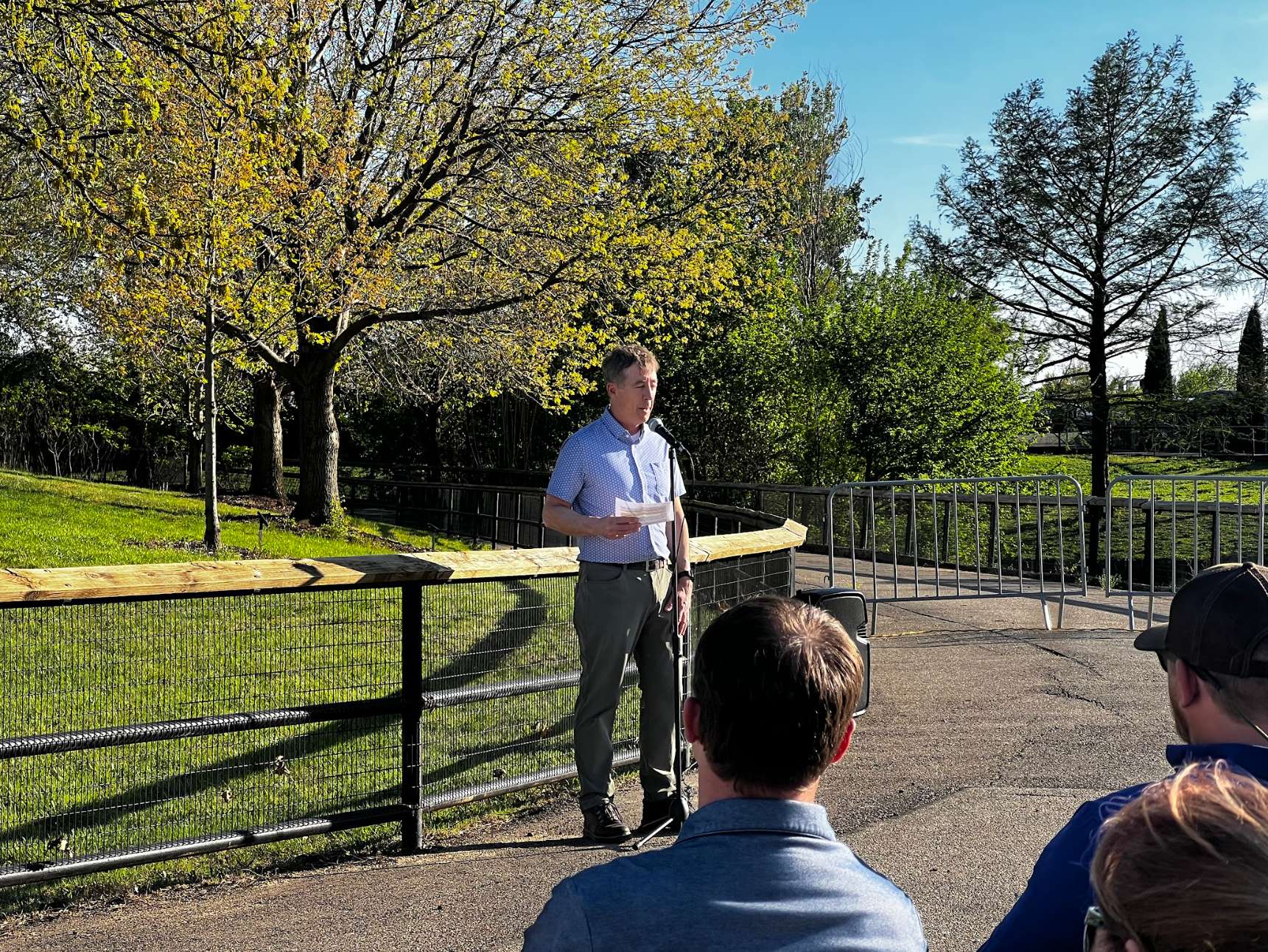 Vice President of the Rolling Hills Zoo Board of Directors, Clark Renfro gives remarks during groundbreaking event - Photo, Nicolas Fierro