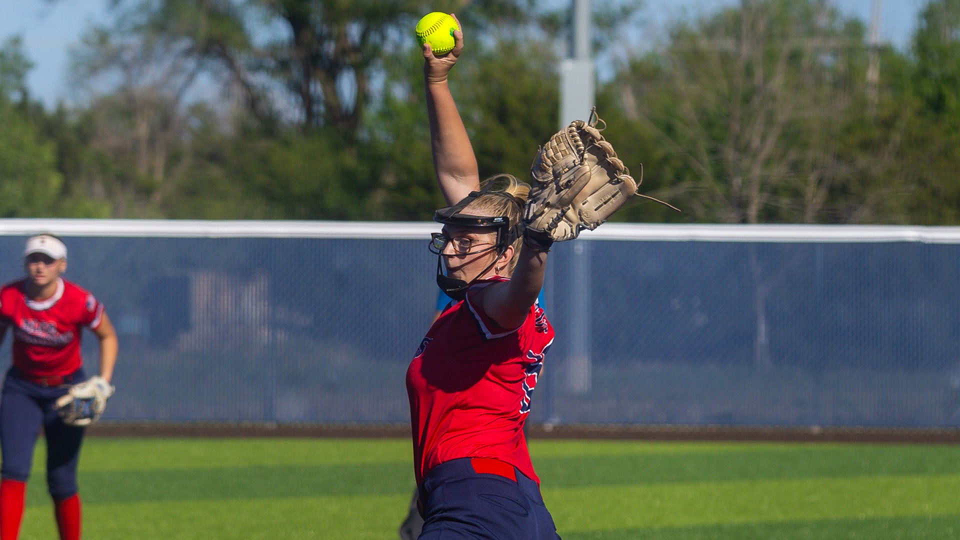 Hailey Ediger comes up big in the pitching circle when the Blue Dragons needed it as she tosses a complete-game two-hit shutout over Dodge City to earn a doubleheader split on Saturday at Dodge City. (Sydney Holzrichter/Blue Dragon Sports Information)
