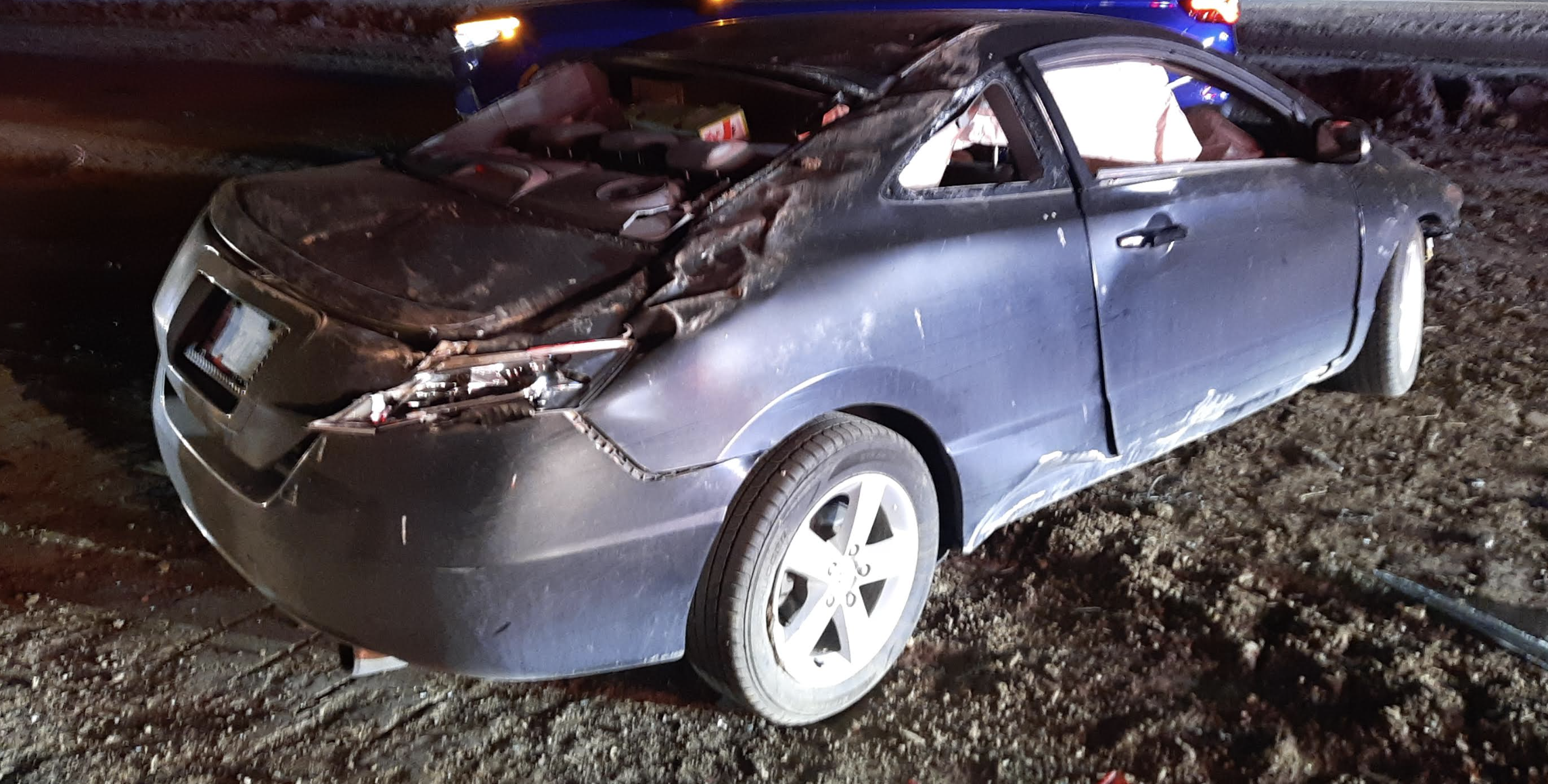 Rollover accident in the 7400 block of east K-4 Highway on April 17 at around 10:48 pm - Photo, Saline County Sheriff's Office