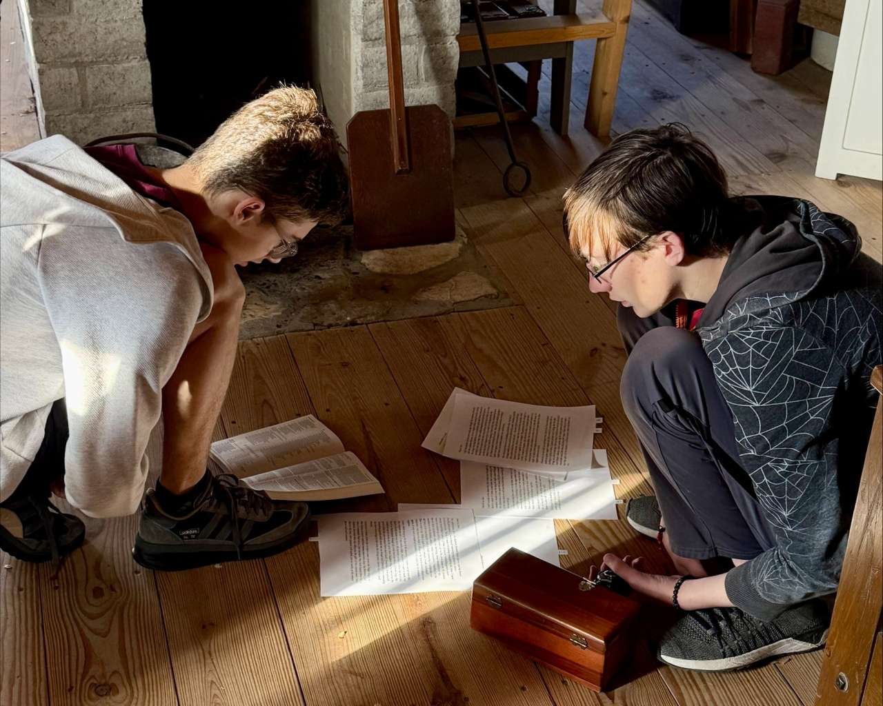 Two Hays Middle School students at the escape room at the Ellis County Volga German Haus as part of a test run. Courtesy photo