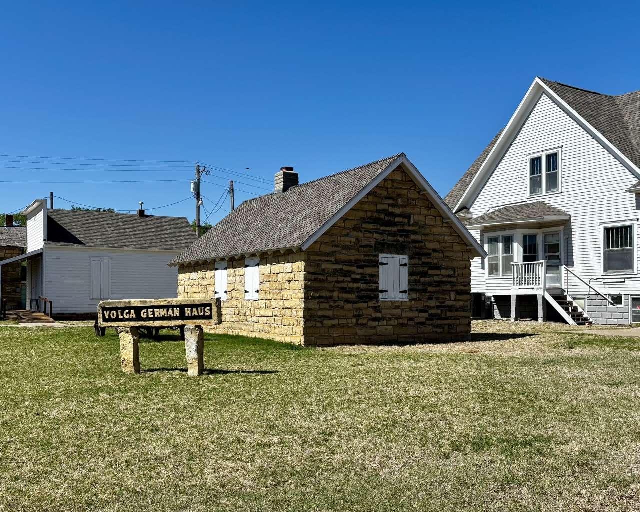 The Volga German Haus, 100 W. Seventh St. in Hays, is a one-room replica of a traditional limestone home built by Volga German settlers in Ellis County. Photo by Tony Guerrero/Hays Post
