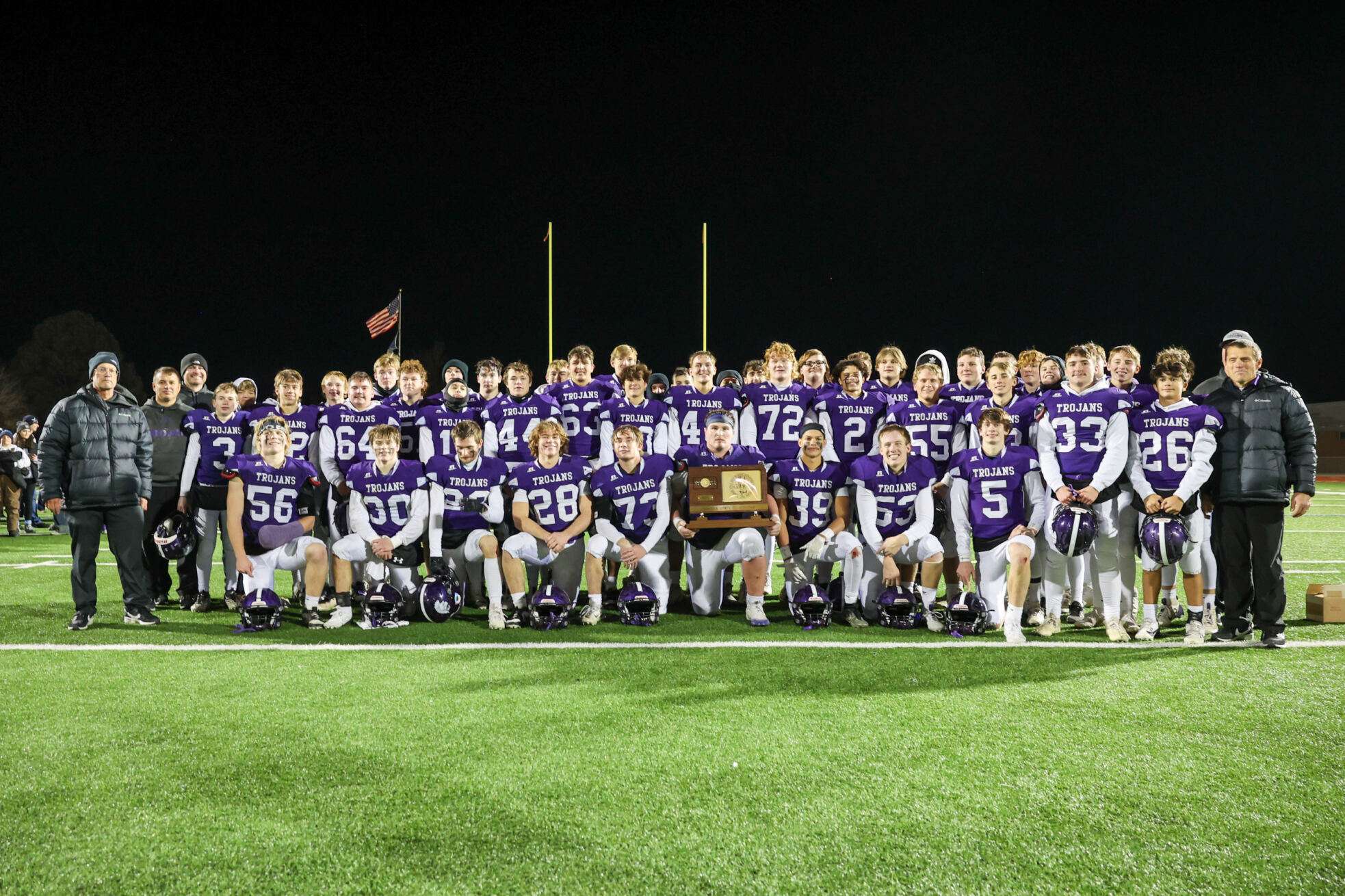 The 2024 Southeast of Saline Trojans proudly display their newly-won state trophy. Photo by Tanner Colvin.
