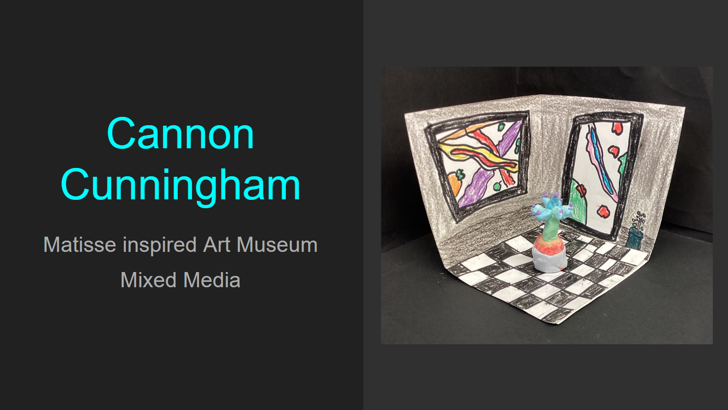 Selected art pieces from “Watching Young Artists Grow” showcase a variety of mediums &amp; techniques in both 2D &amp; 3D formats. Student names can be found in the images. File names: Art 0 = Kindergarten Artists, Art 1 = 1st Grade, etc.