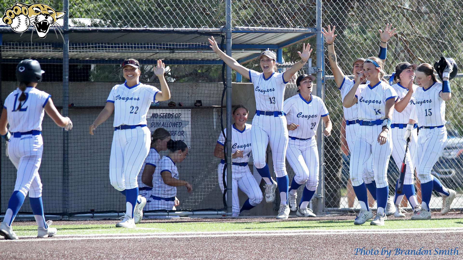 Cougars celebrate Shaylee Spears' walk-off RBI single (BartonSports.com)