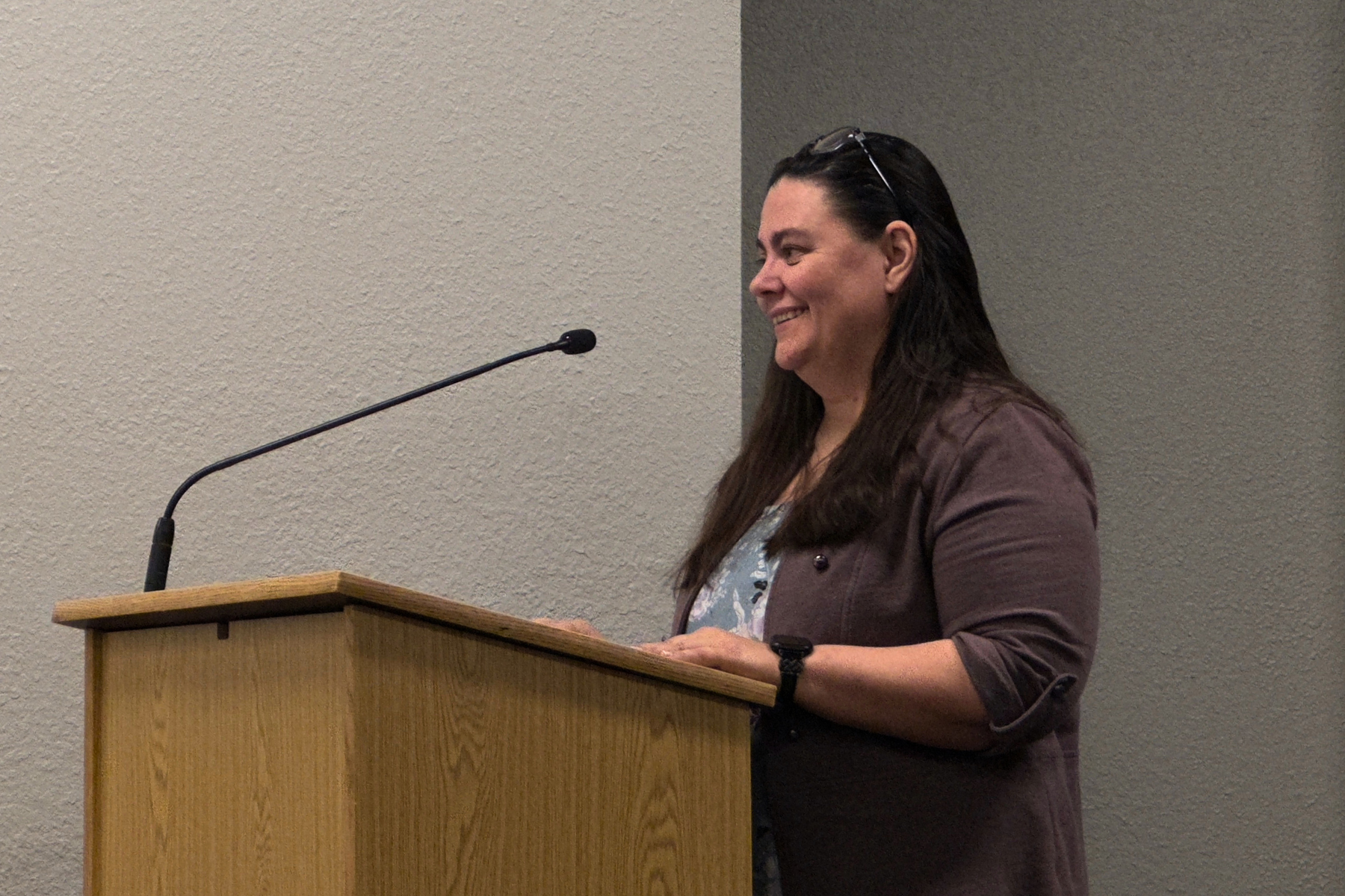 Camila Komarek, Barton County Attorney’s Victims Advocate, presents the National Crime Victims’ Rights Week proclamation to the Barton County Commission.