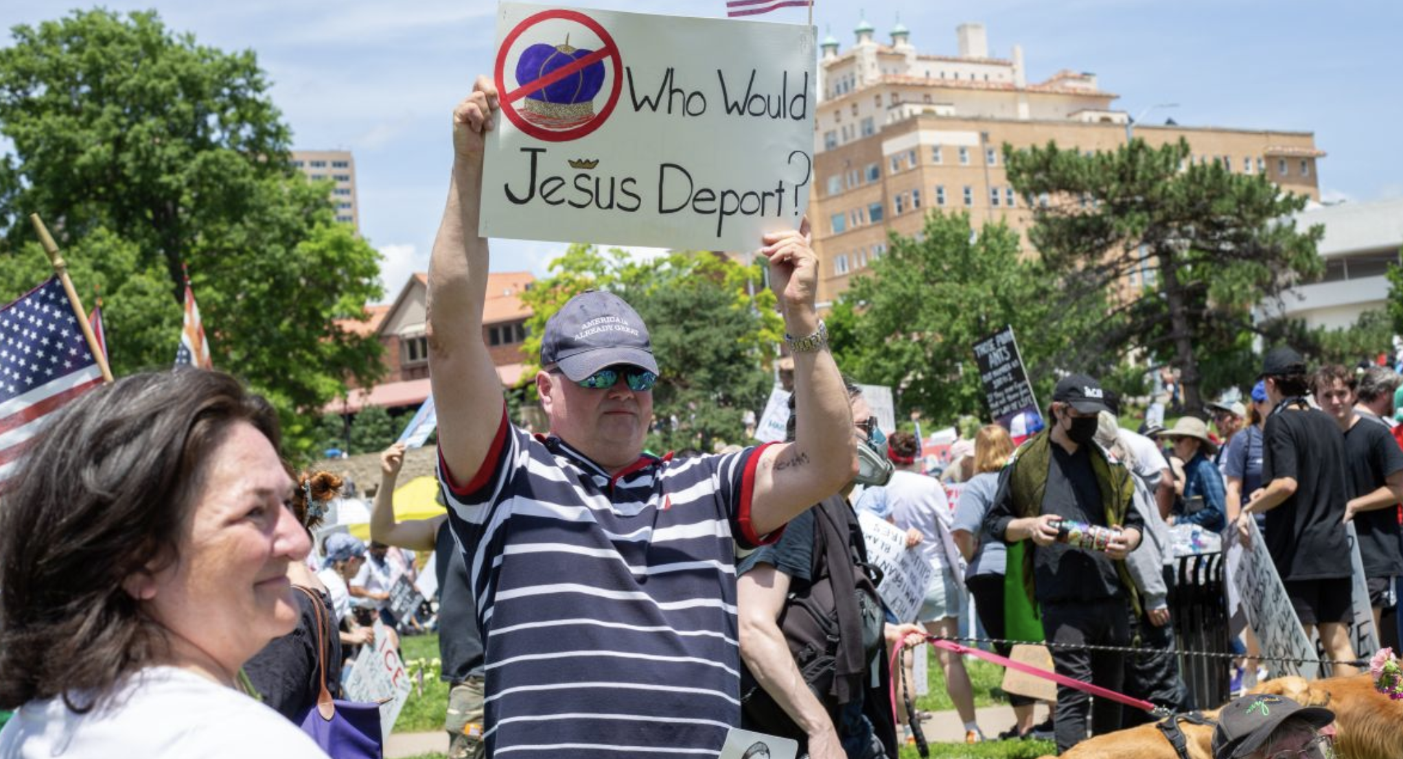  Immigration policy has been a significant topic at “No Kings” protests against the Trump administration in Kansas City (Vaughn Wheat/The Beacon).