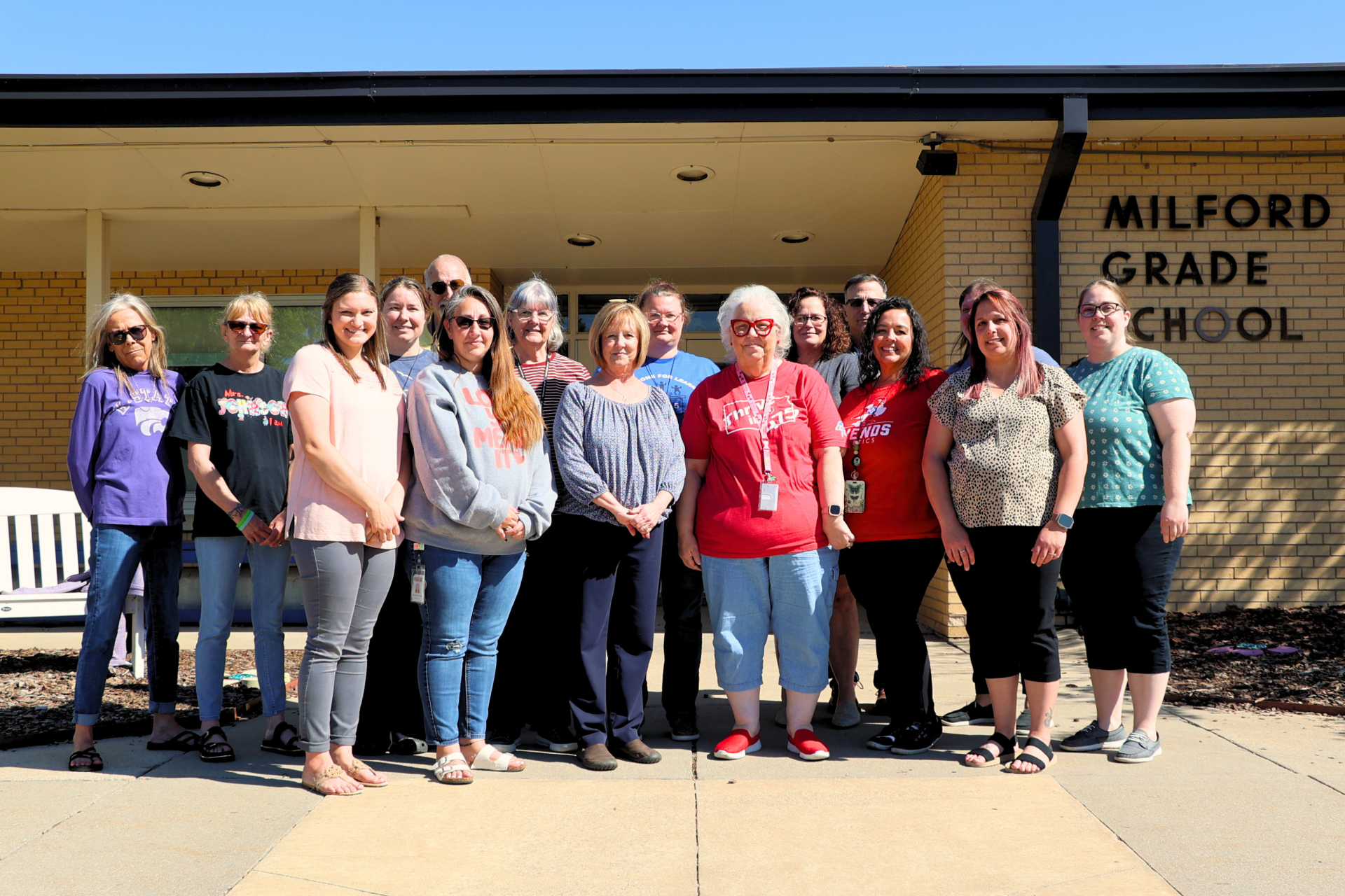 Phyllis Boller and&nbsp; Milford&nbsp; Elementary staff