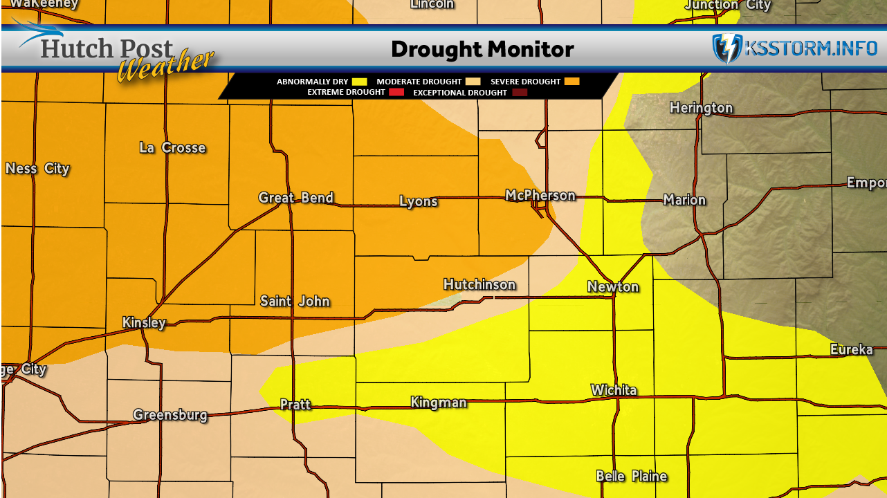 Drought Monitor — April 21, 2026.  (Hutch Post graphic)