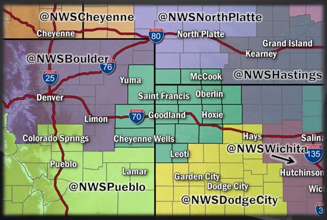 The coverage area for the Goodland National Weather Service and its surrounding offices. Courtesy image