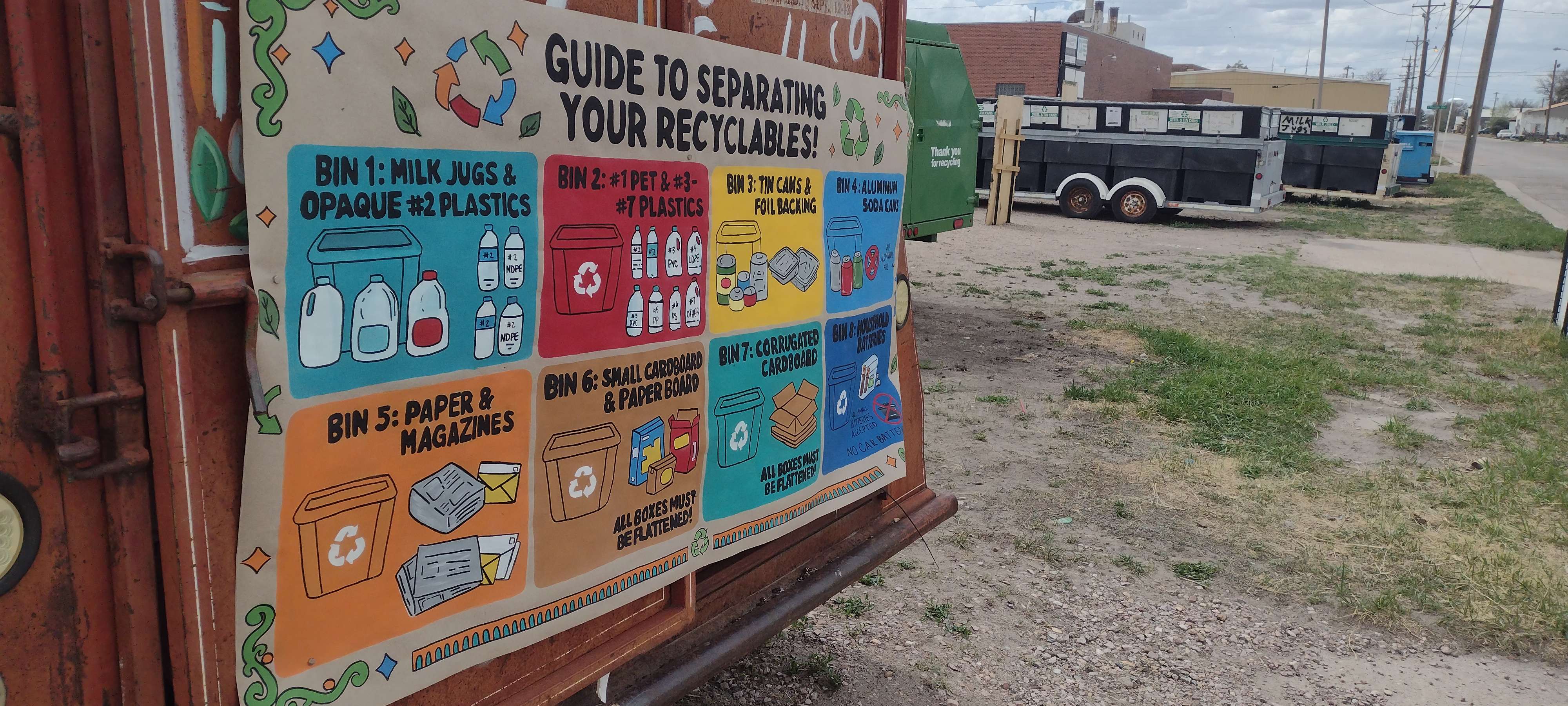 A guide to sorting greeted visitors to the KAB Recycling Center on Earth Day.