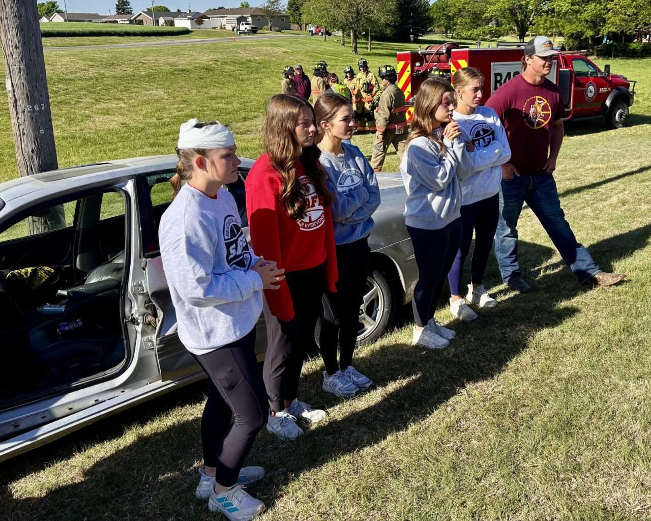 The students involved in the mock crash at Victoria High School. Photo by Tony Guerrero/Hays Post