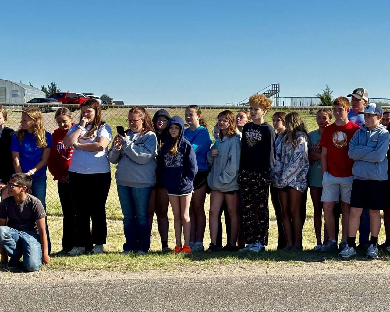 Victoria High School students watching the mock crash. Photo by Tony Guerrero/Hays Post