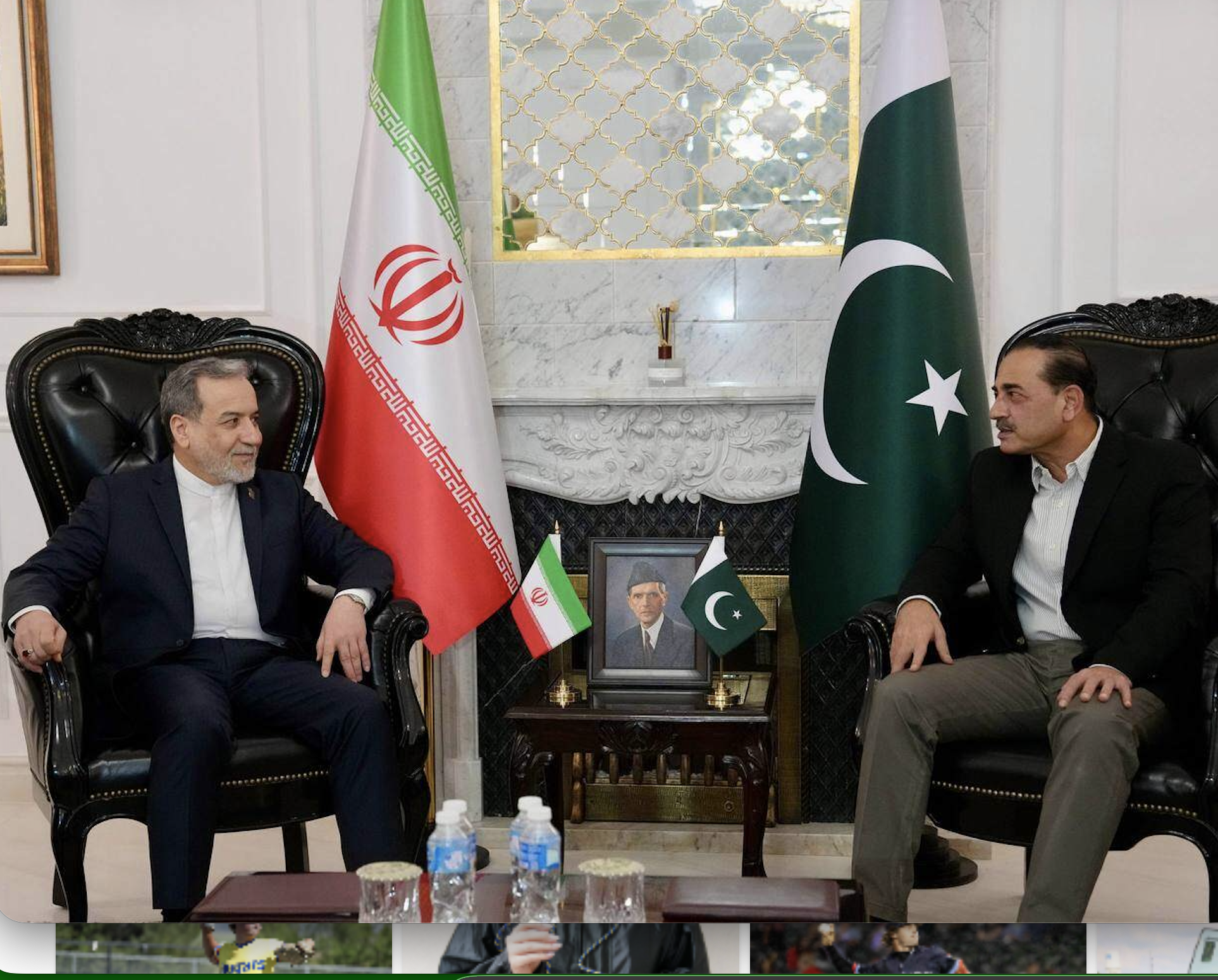 In this photo released by the Iranian Foreign Ministry, Iranian Foreign Minister Abbas Araghchi, left, meets with Pakistan's Army Chief Field Marshal Asim Munir in Islamabad, Pakistan, Saturday, April 25, 2026. (Iranian Foreign Ministry via AP)