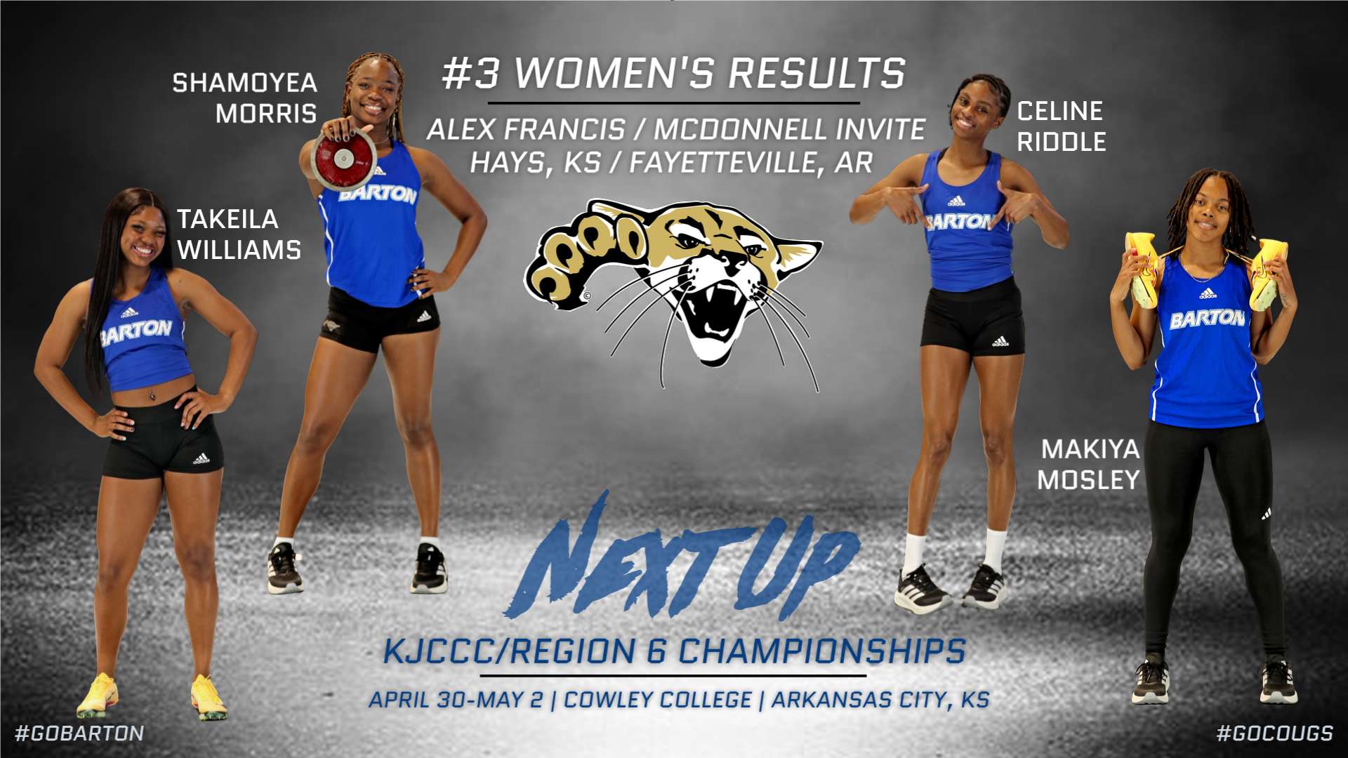 Takeila Williams, Shamoyea Morris, Celine Riddle, and Makiya Mosley (BartonSports.com)