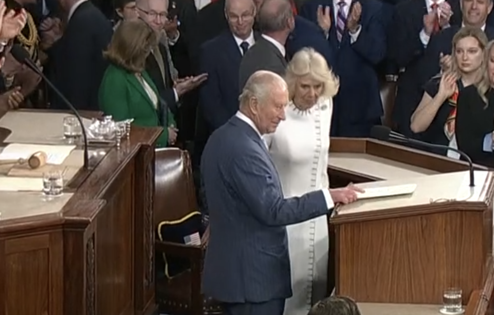The King and Queen before a joint session of Congress -image courtesy CSPAN