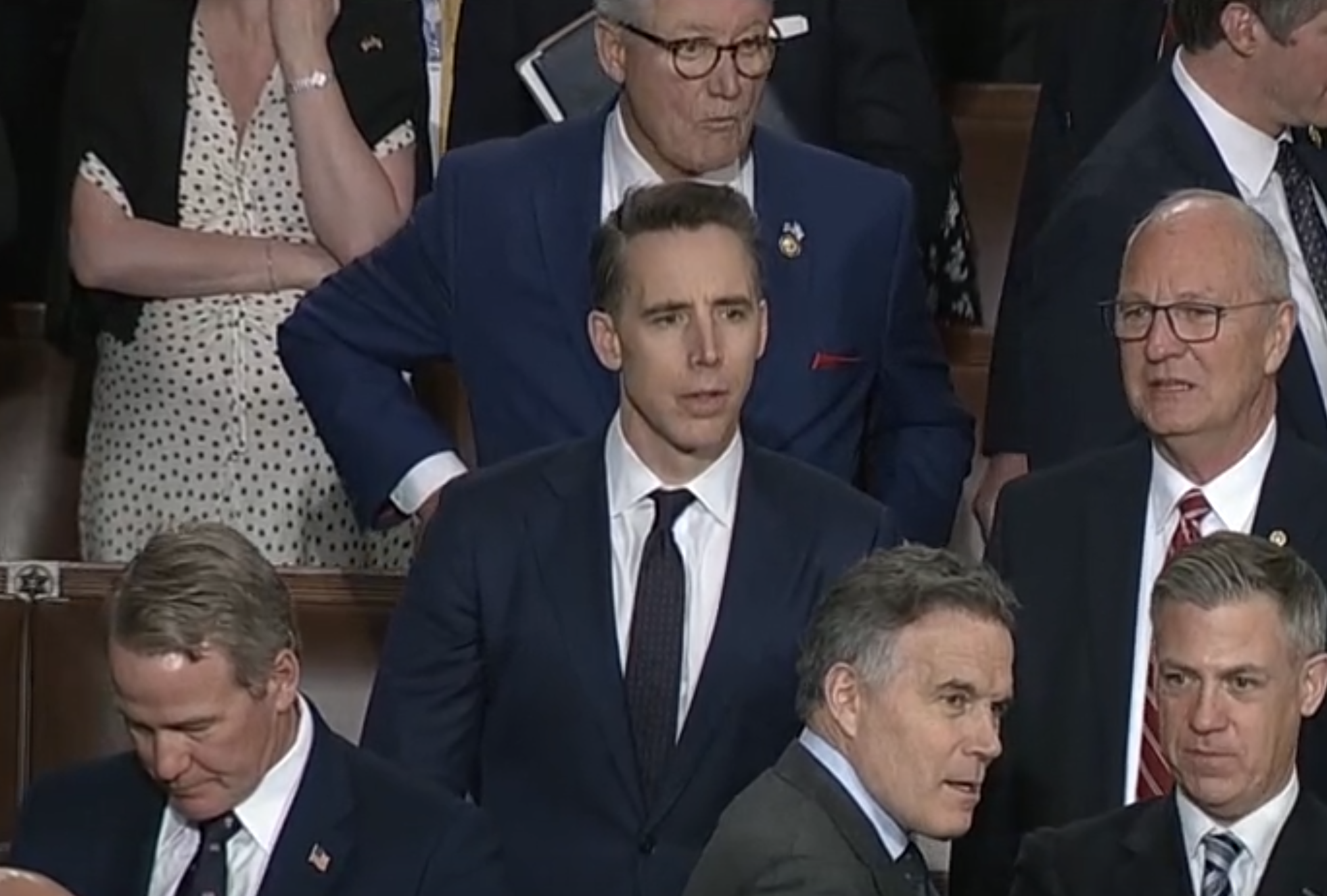Missouri U.S. Senator Josh Hawley in the chamber for the King's speech -image courtesy CSPAN