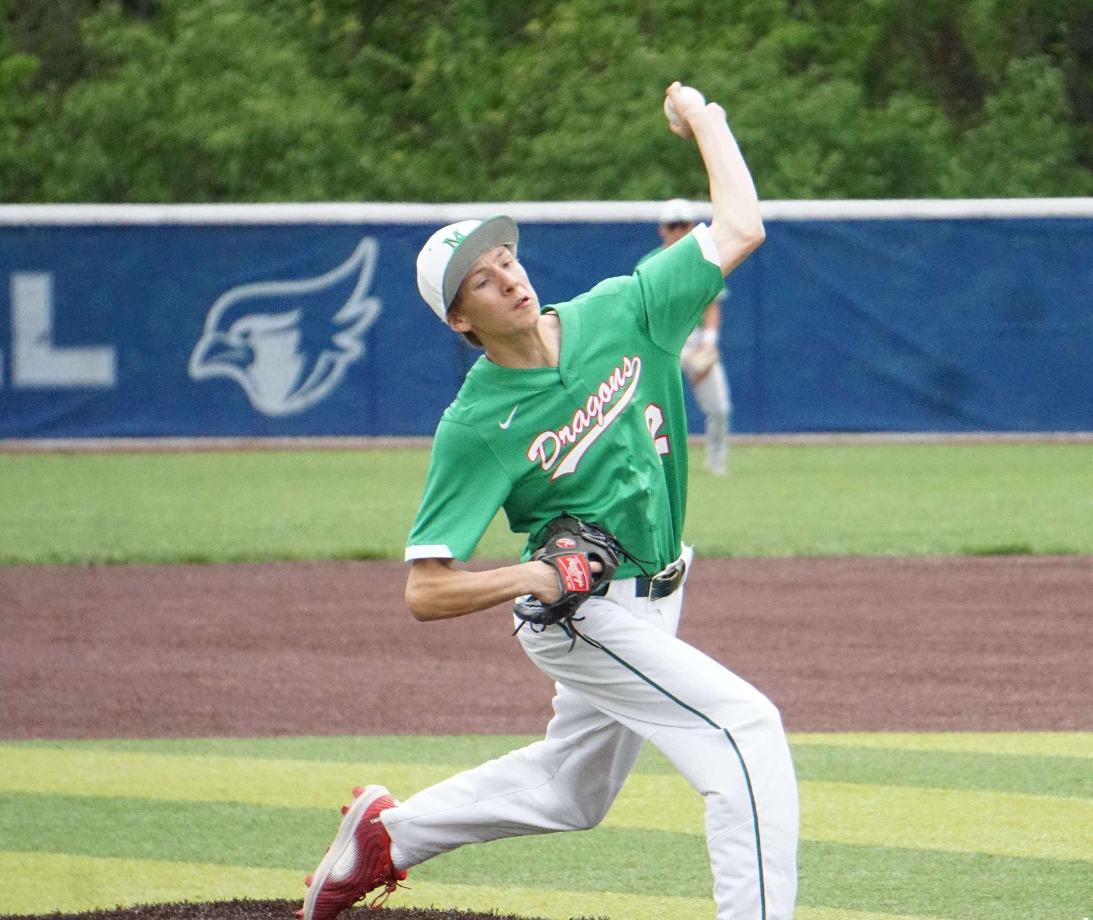 Harry Archer threw a complete game shutout giving up just three hits in a 2-0 win over West Platte for Mid-Buchanan/ Photo by Matt Pike