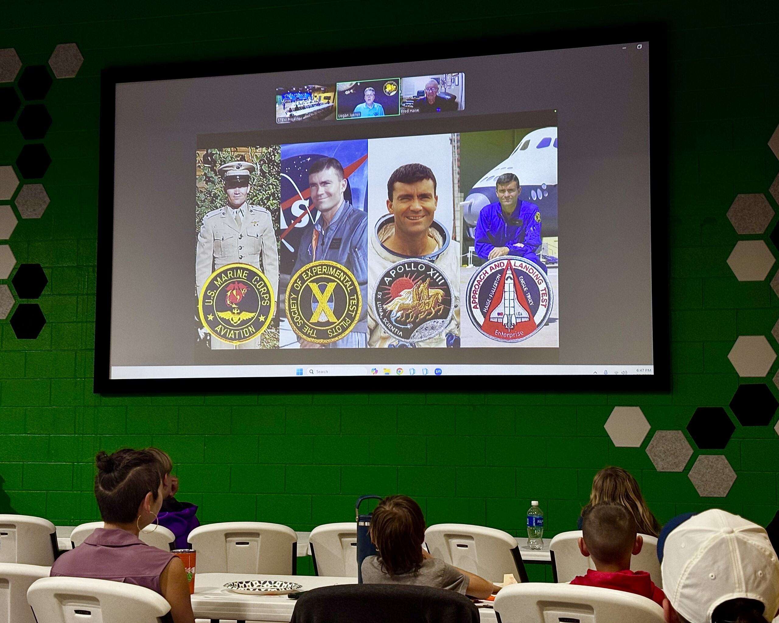 Apollo 13 Lunar Module Pilot Fred Haise being introduced to a Hays audience at STEM Harvest on Zoom. Photo by Tony Guerrero/Hays Post