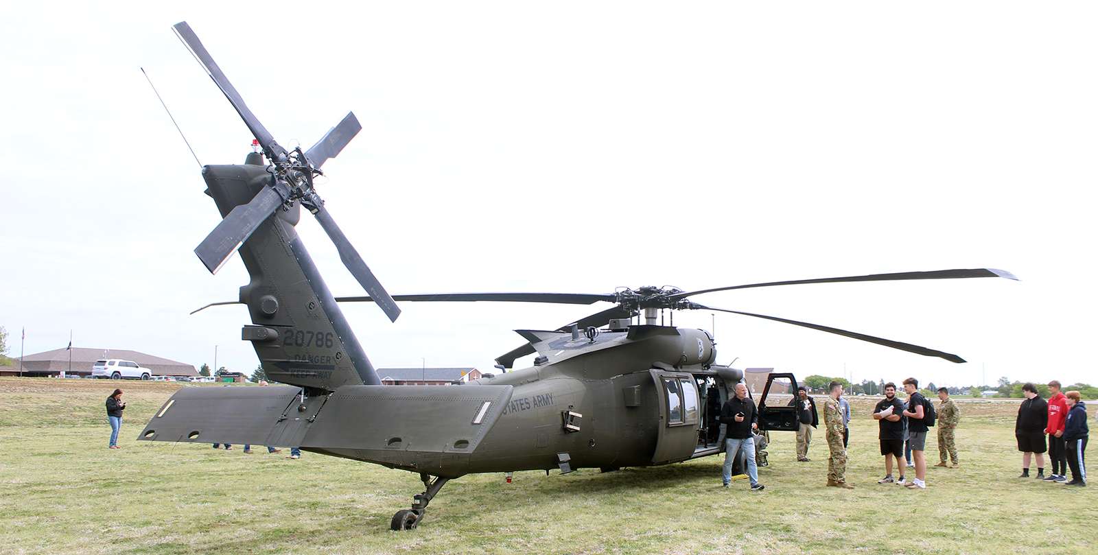 The Kansas National Guard flew community members on Blackhawk helicopters Wednesday at Hays High School during a recruiting visit.&nbsp;Photo by Cristina Janney/Hays Post