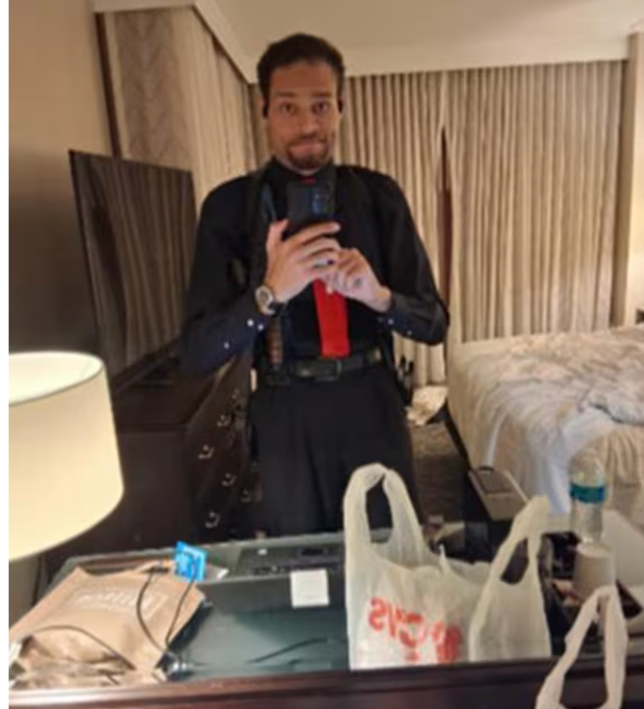 NewDOJ photos show suspected Trump assassination attempt suspect Cole Allen armed inside his Washington Hilton hotel room before the April 25, 2026, White House dinner shooting. The images, released April 29, 2026, also show the weapons authorities say he brought to the hotel. U.S. Department of Justice