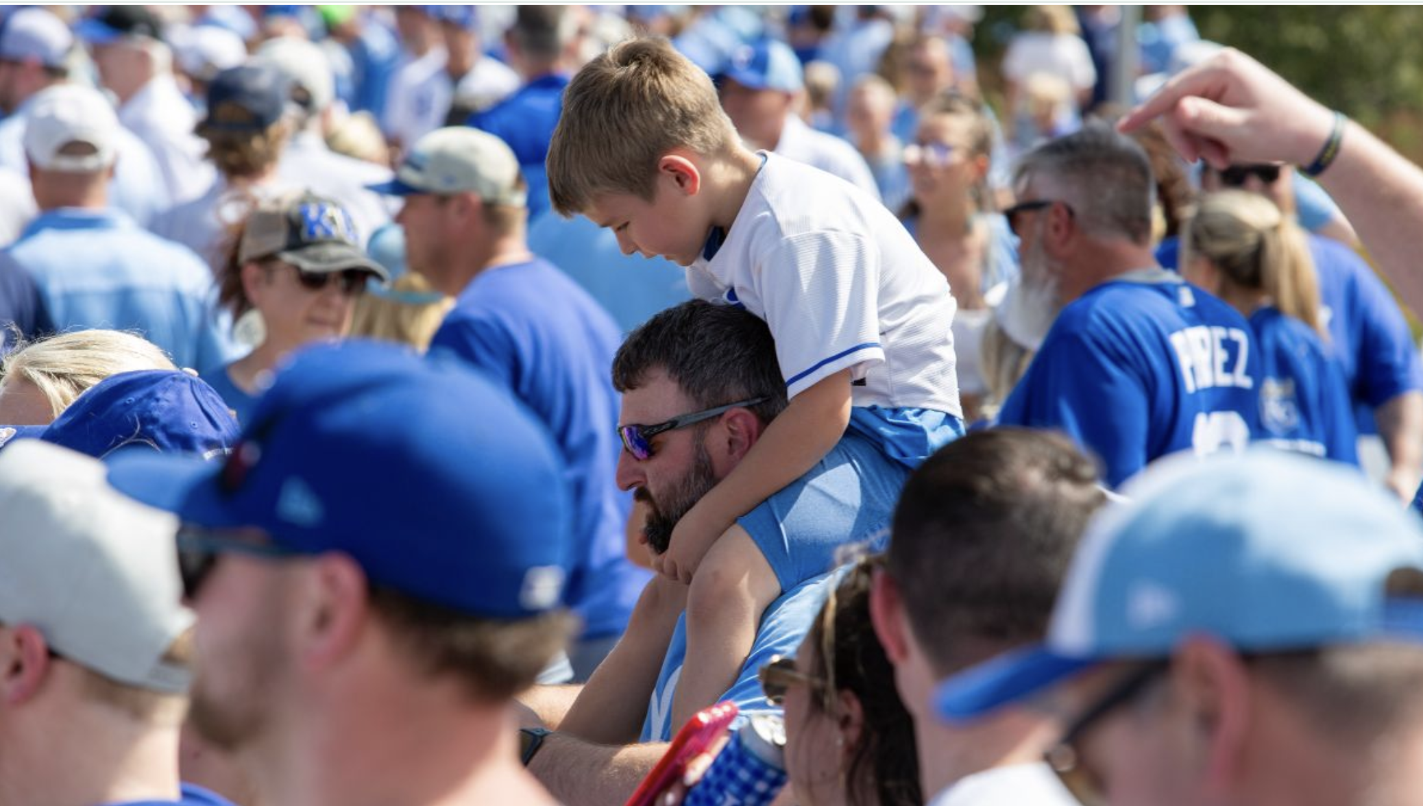  Royals fans gather outside Kauffman Stadium at Truman Sports Complex. That stadium, opened in 1973, cost $37 million to construct. Adjusted for the inflation of construction materials, that equates to $271 million in 2025 dollars (Vaughn Wheat/The Beacon).