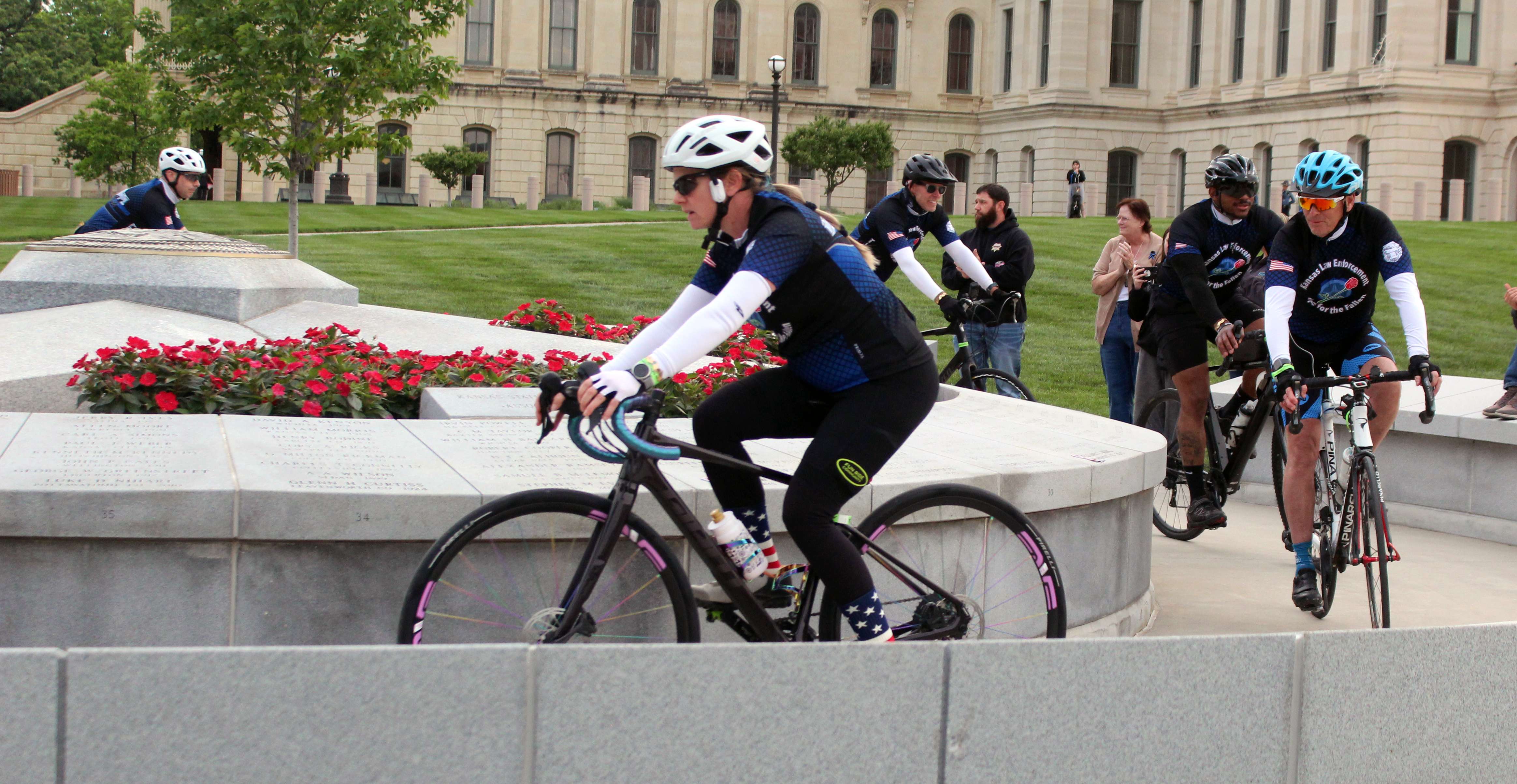 Officers participated in a 95-mile bike ride to honor fallen comrades on Thursday.&nbsp;Photo by Cristina Janney/Hays Post