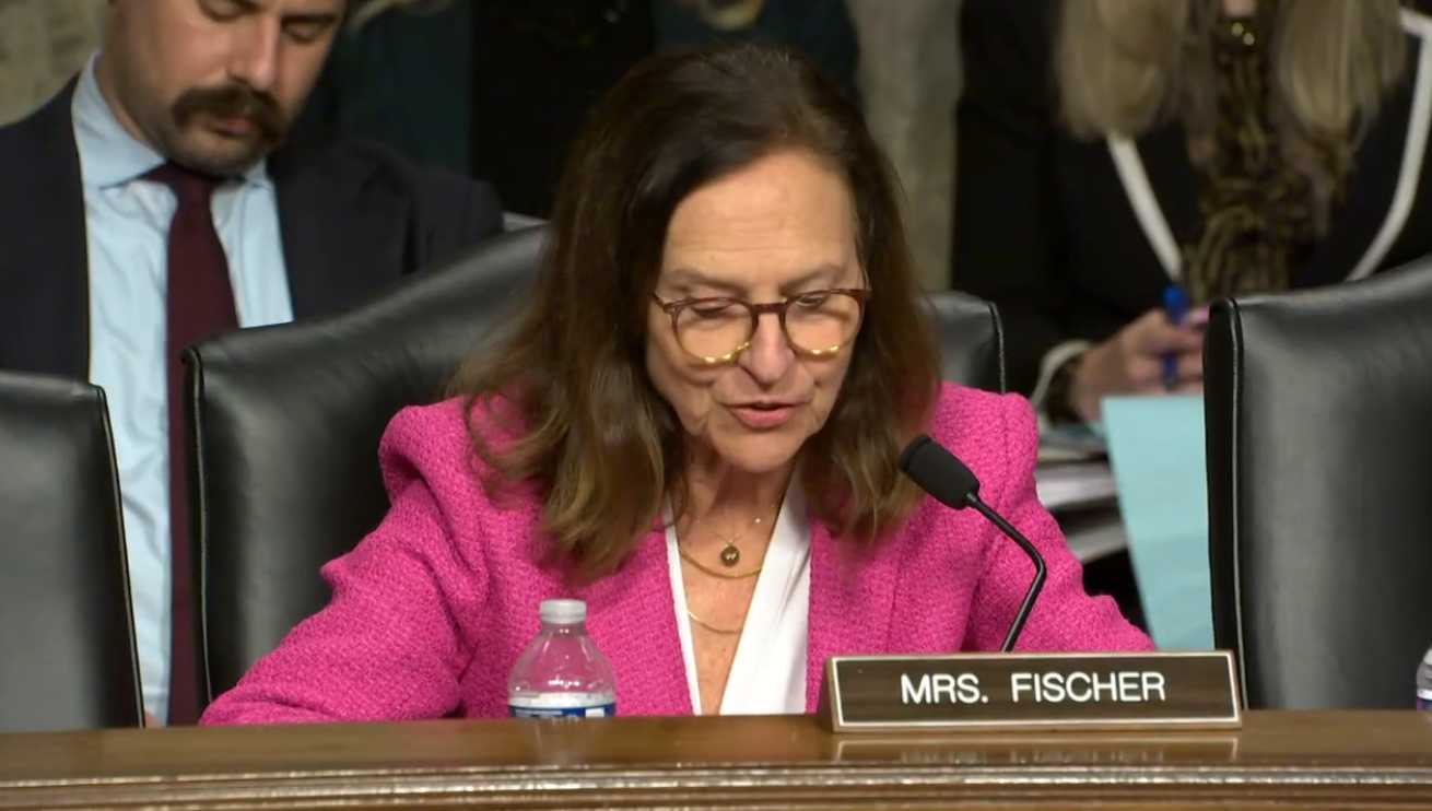 Sen. Deb Fischer speaks during a Senate Armed Services Committee hearing on defense funding and nuclear modernization in Washington, D.C.