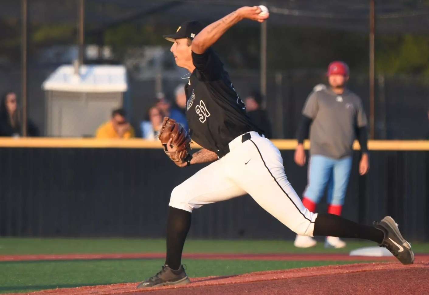Fort Hays State junior Brandon Chavez (31) makes a pitch against Newman during an MIAA baseball game on Friday, May 1, 2026 at Larks Park in Hays, Kan. (FHSU Athletics photo/Ryan Pricett)