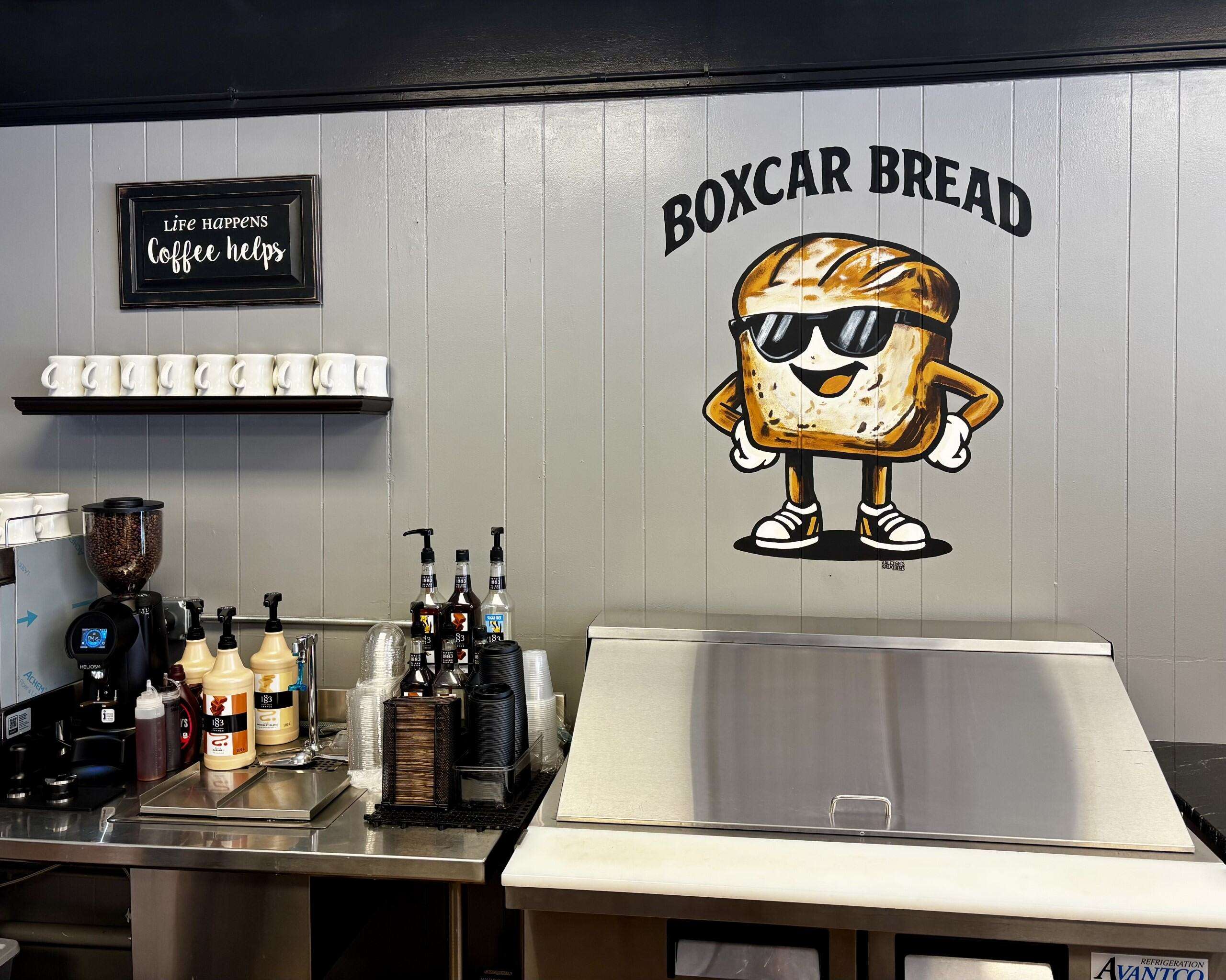 Boxcar Benny standing tall behind the counter, painted by Kaleigh's Kreations of KS. Photo by Tony Guerrero/Hays Post