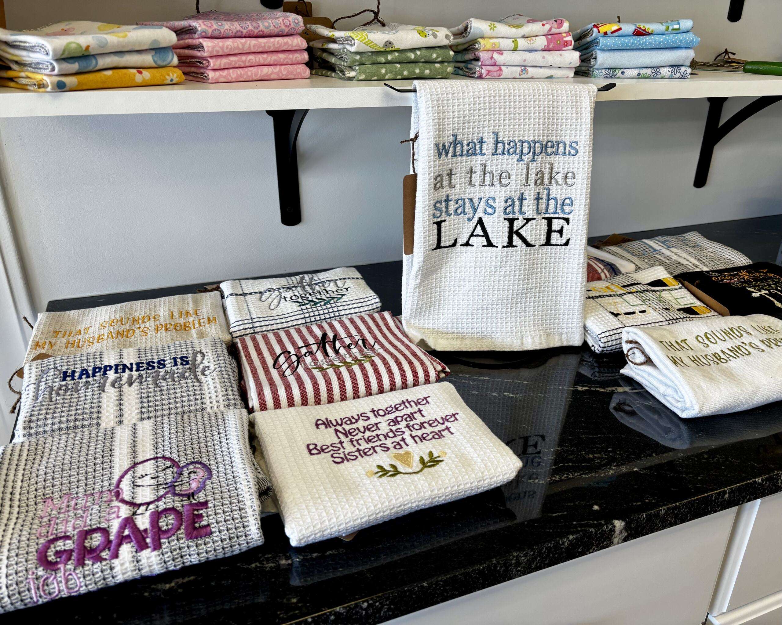 Kitchen towels for sale at Boxcar Bread. Photo by Tony Guerrero/Hays Post