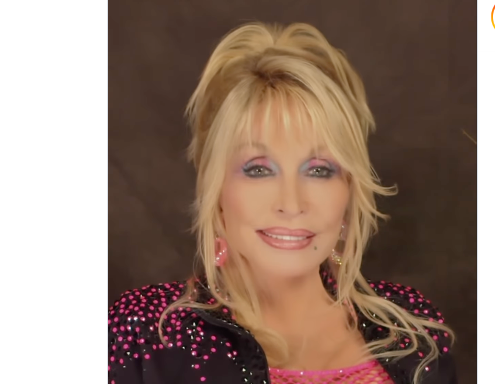 Dolly Parton -image from video on her social media page