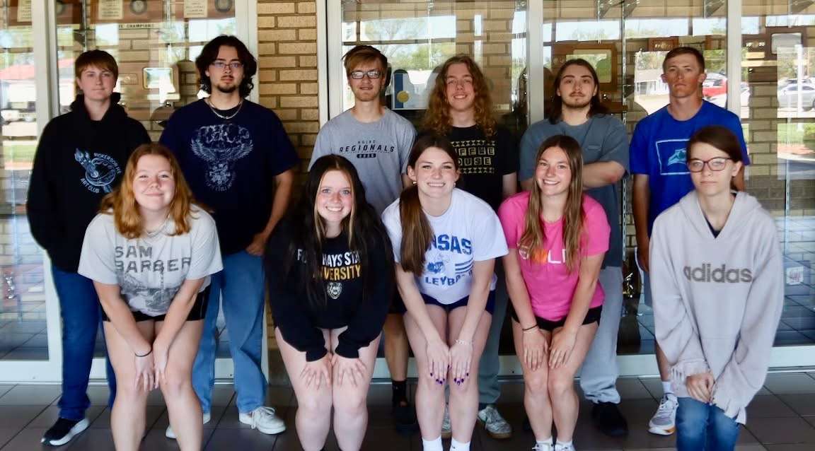 Nickerson High School is proud to recognize 11 members of the Class of 2027 who scored 21 or higher on the ACT they took at NHS on February 24, 2026. Pictured from left to right in the back row: Cole Moses, Nathan Halfmoon, Andrew Huggard, William Barkley, Gabriel Navarro, and Dale Smith. Pictured from left to right in the front row: Brecken Kelman, Mayci Terhune, Kaley Beaird, Denae Engelland, and Ambrosia Grounds. (Photo courtesy USD 309 Nickerson - South Hutchinson) 