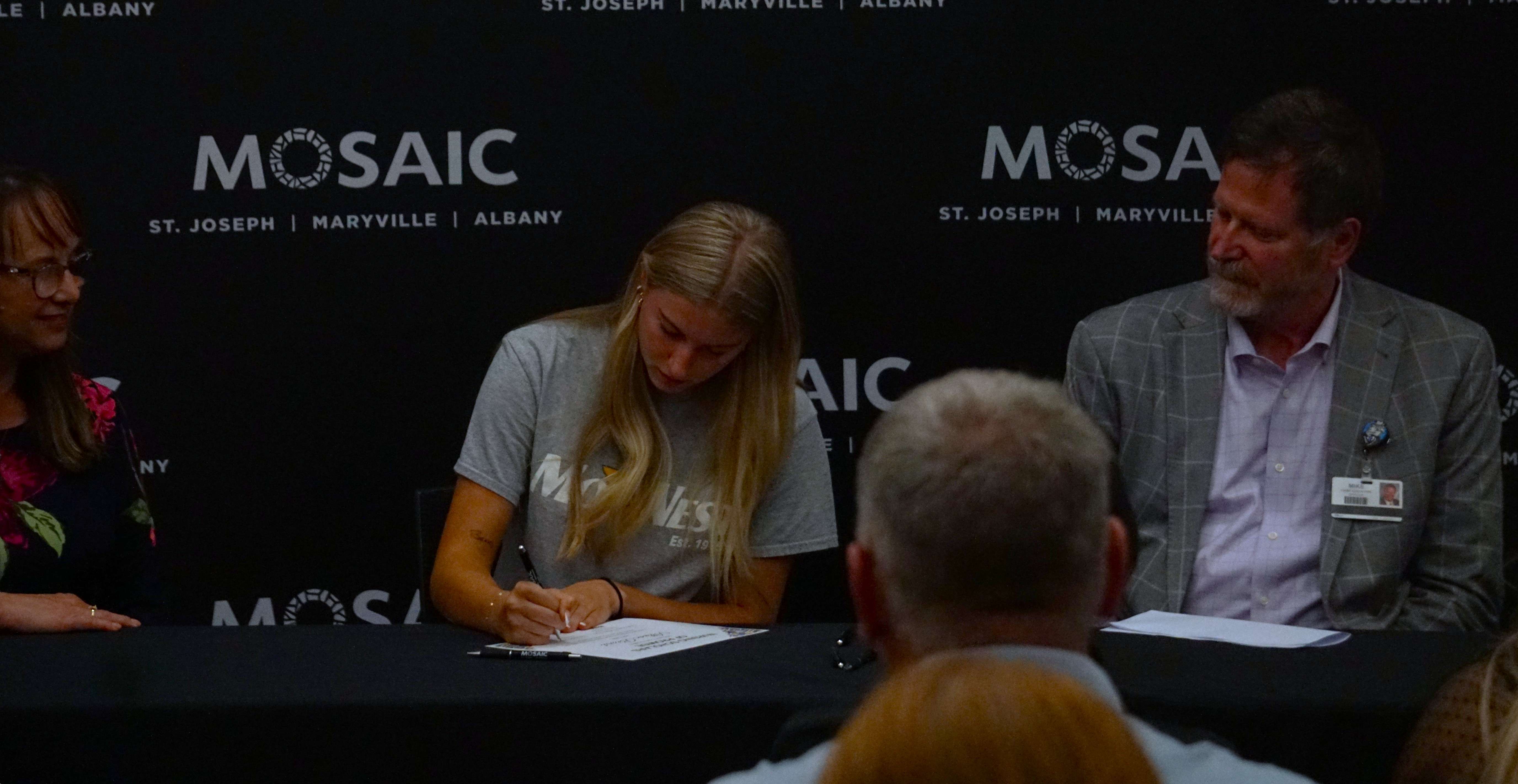 15 area students signed on the Nurses Scholar of Promise Program with Missouri Western State University at Mosaic Life Care on Monday evening/ Photo by Matt Pike