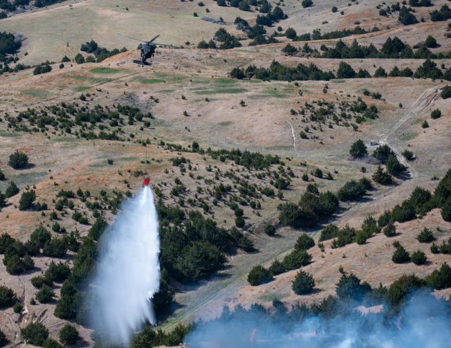 Aerial and ground firefighting efforts provided by the Air and Army Nebraska National Guard personnel (courtesy Governor's Office)