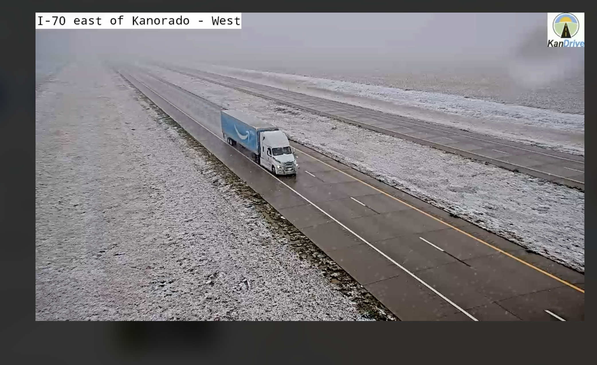 -KanDrive camera view just after 7a.m. Wednesday on I-70 west of Goodland