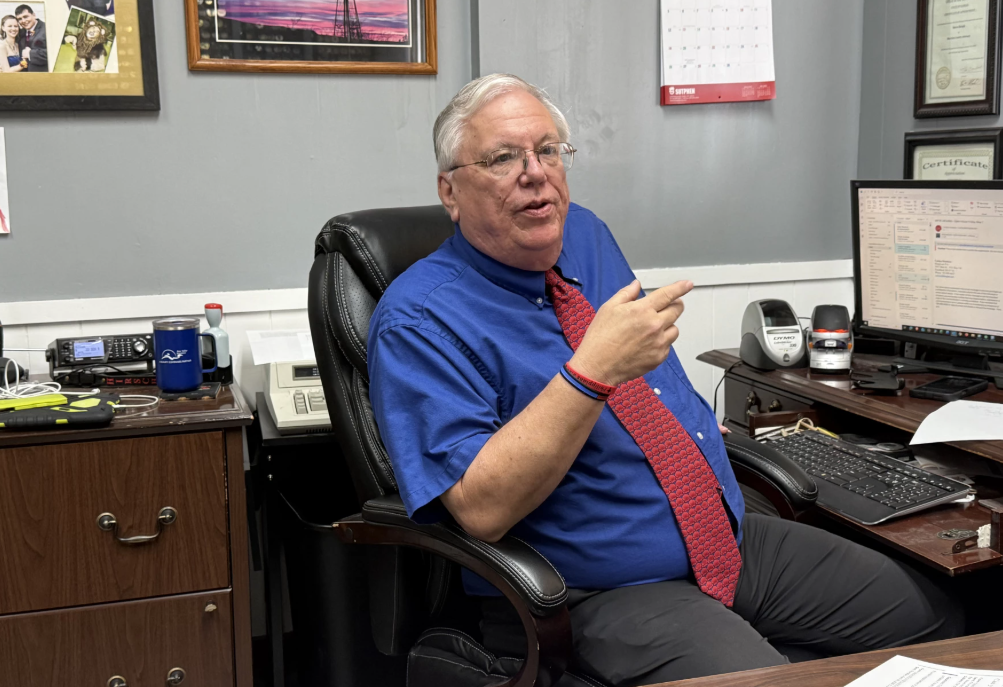 Decatur County Attorney Steve Hirsch discusses his work at his Oberlin office. Photo by Zach Boblitt/Kansas Public Radio-Kansas News Service