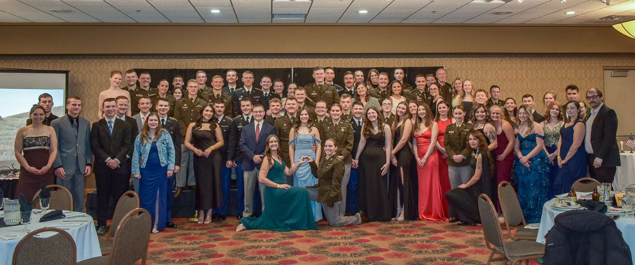 Mount Rushmore Battalion Cadets and guests pose at the Army ROTC Military Ball in Rapid City, S.D., April 24, 2026. (Courtesy photo, used with permission)